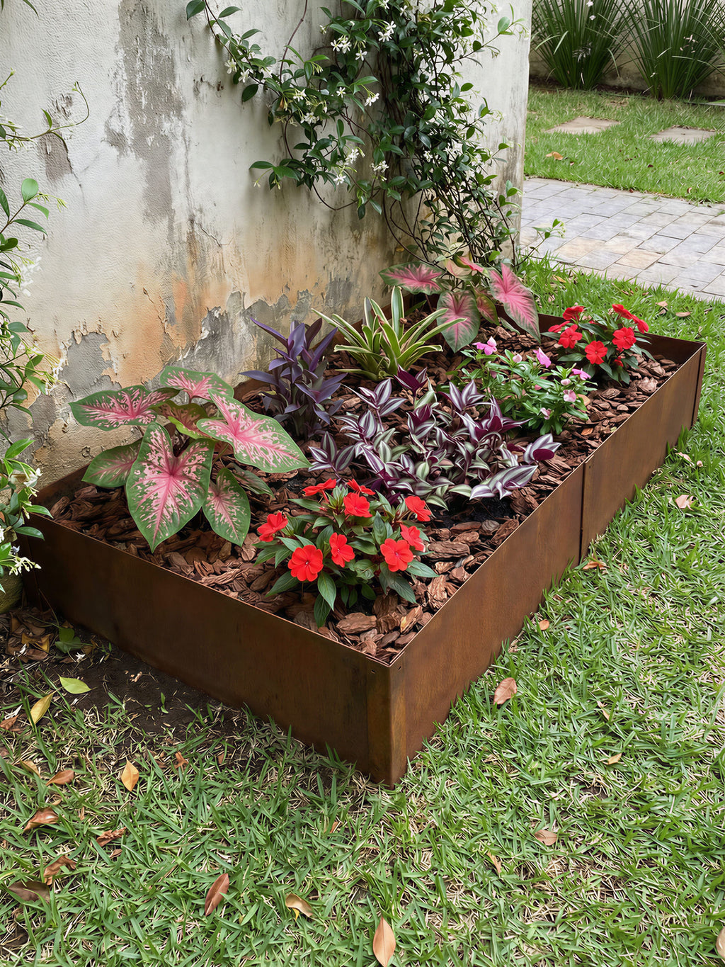 Limitador Metálico Flexível Jardim 24cm x 1,06mt Cinza 6 Pç