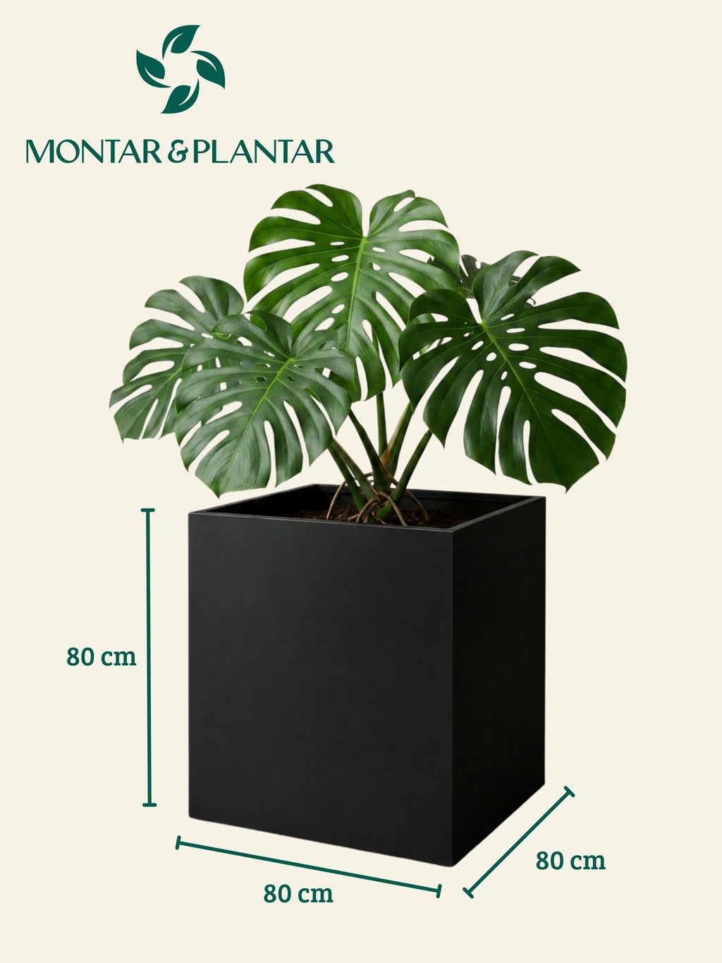 Vaso Metálico Caixa Alta Cubo para Plantas 80cm Preto