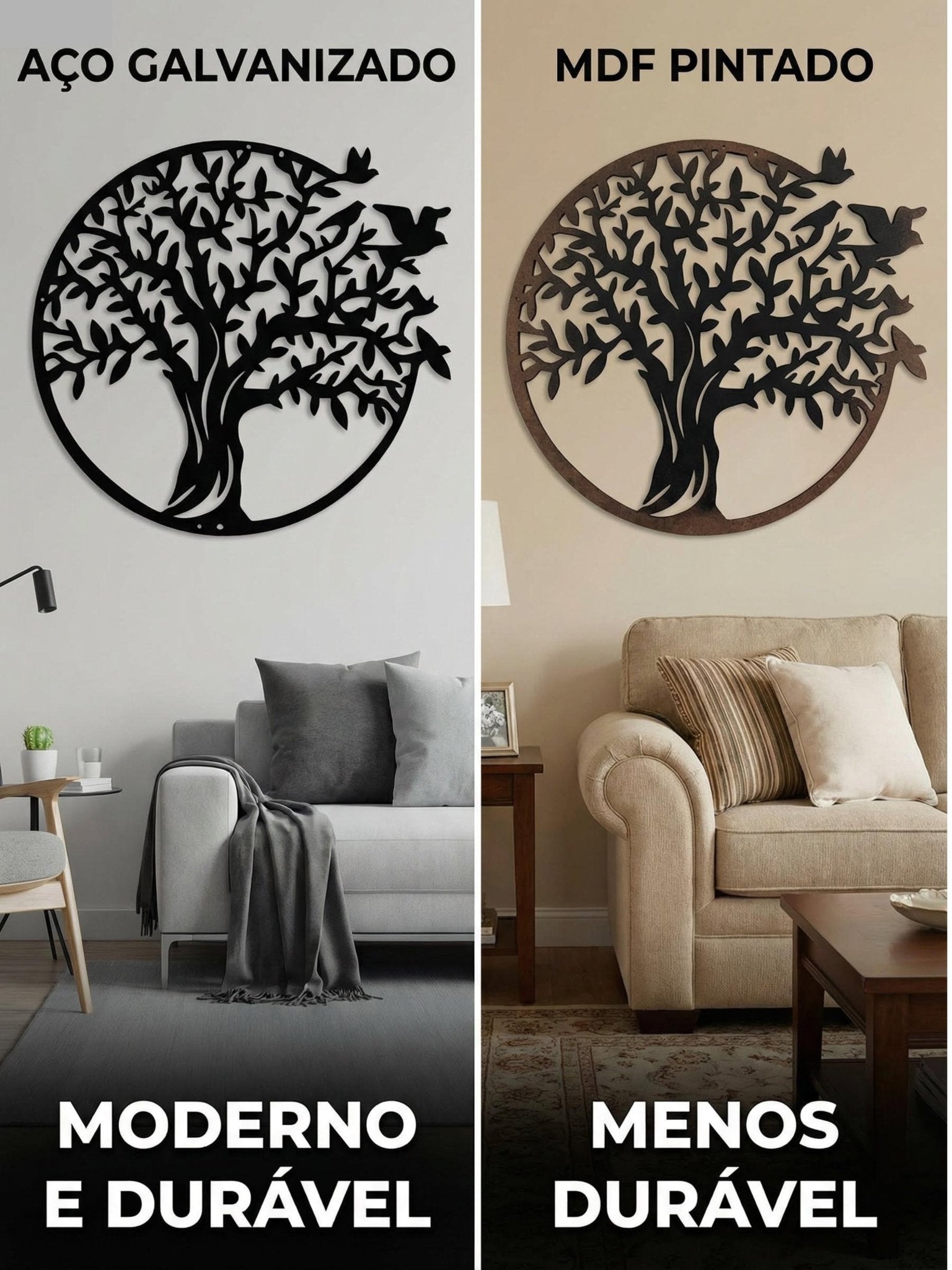 Decoração para Parede Árvore da Vida em Metal Vazado 40cm - Montar & Plantar