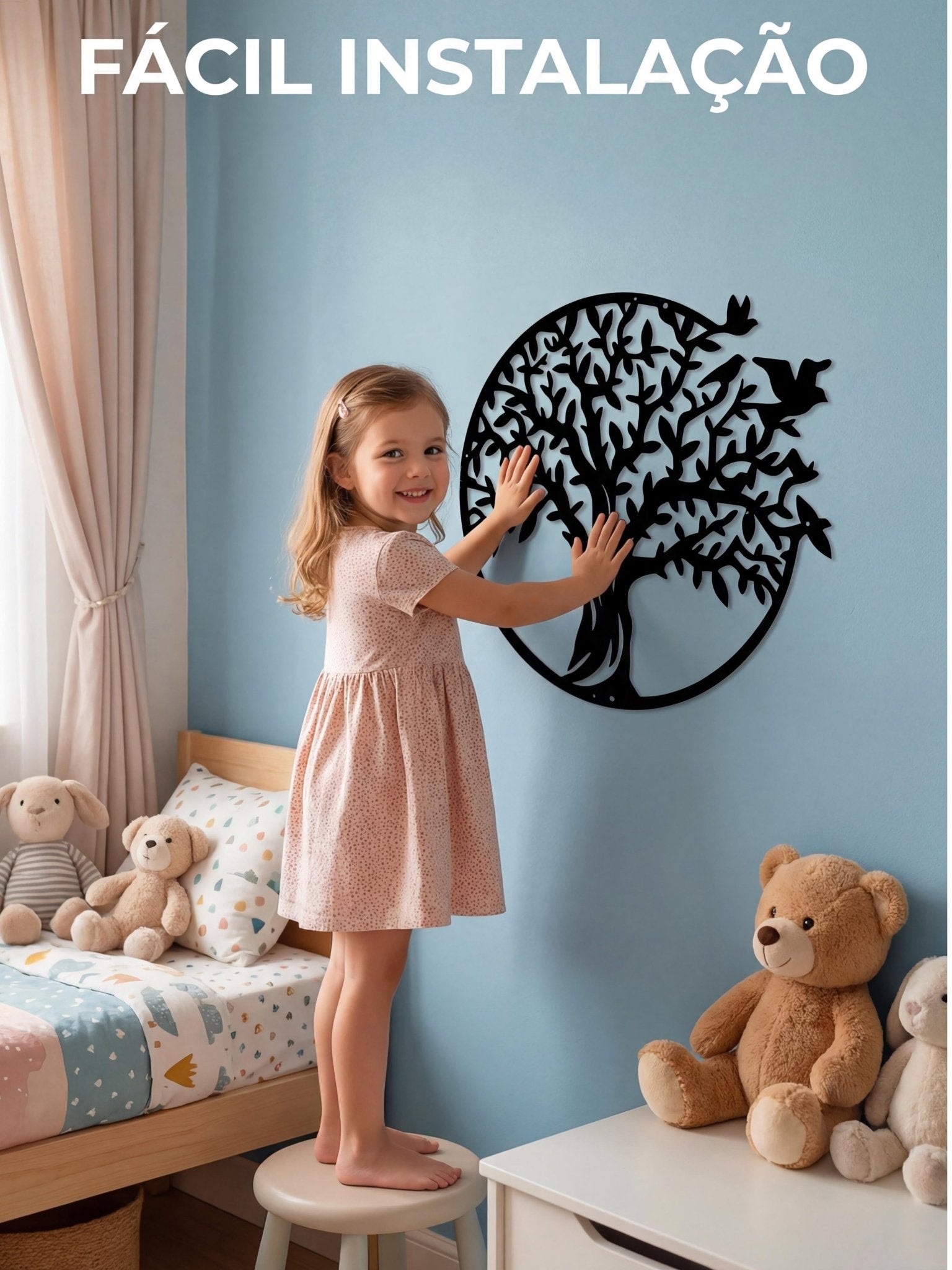 Decoração para Parede Árvore da Vida em Metal Vazado 40cm - Montar & Plantar