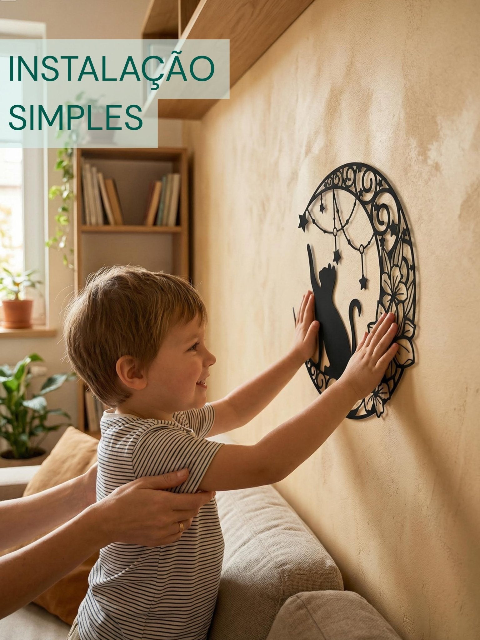 Decoração para Parede Gatinho na Lua em Metal Vazado 40cm - Montar & Plantar