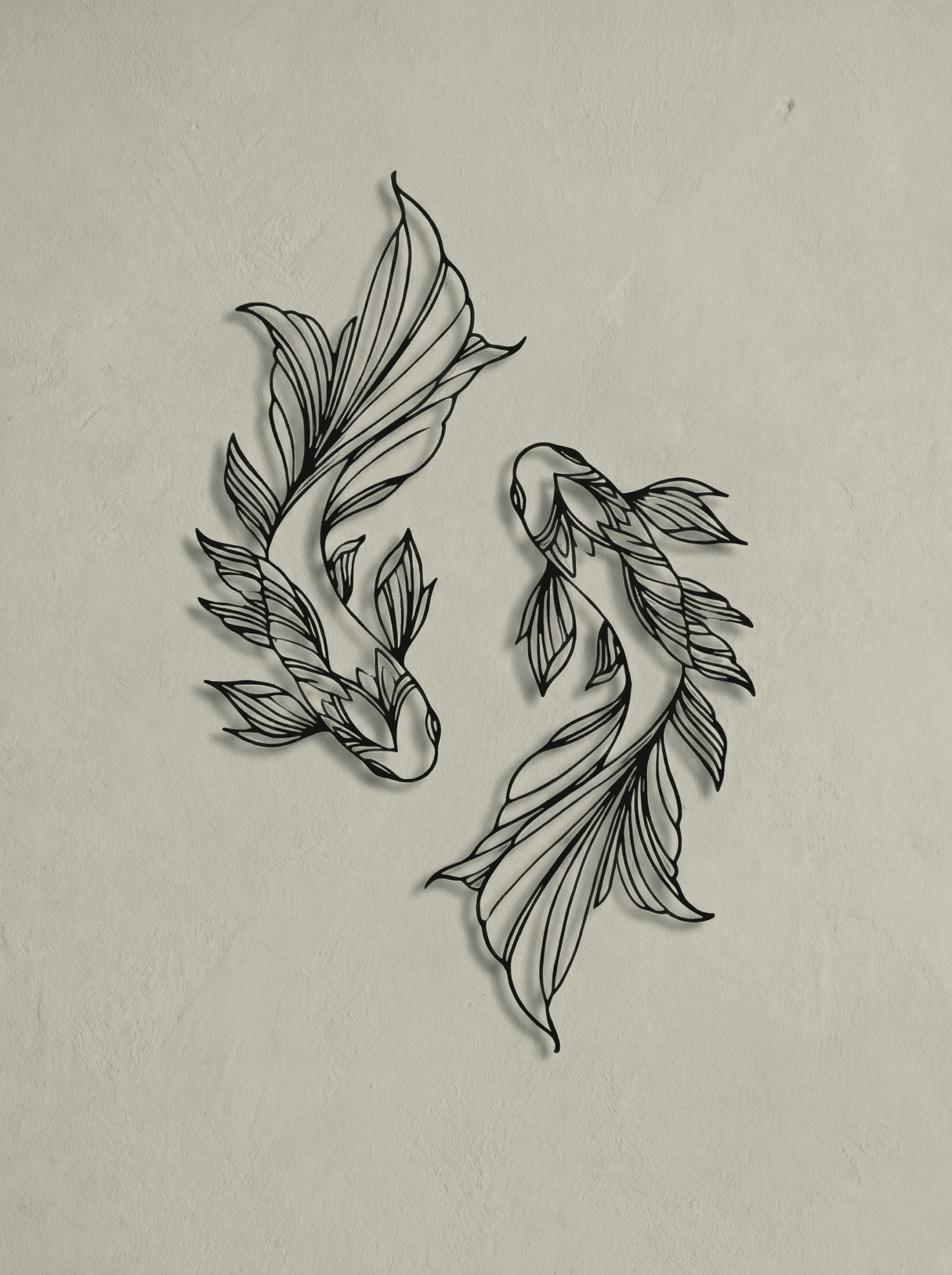 Decoração para Parede Par de Peixes em Metal Vazado 30x15cm - Montar & Plantar