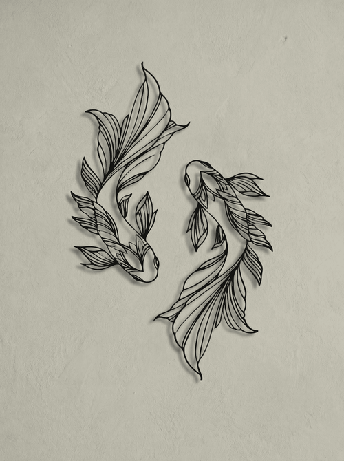 Decoração para Parede Par de Peixes em Metal Vazado 30x15cm - Montar & Plantar
