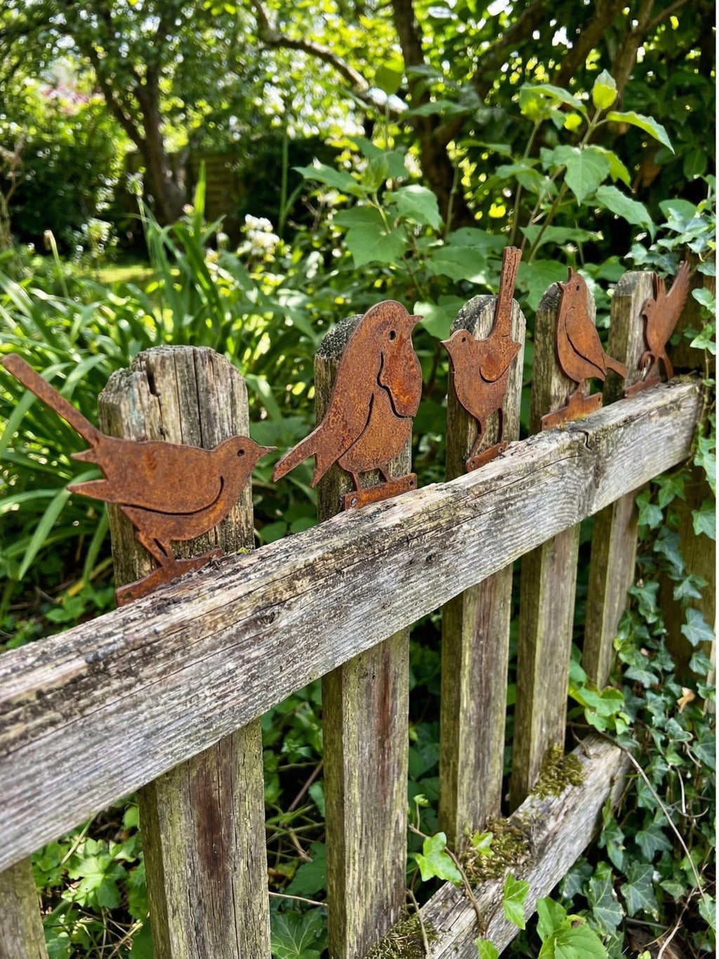 Decoração Pássaros de Metal para Jardim Cor de Ferrugem 5 Pç - Montar & Plantar