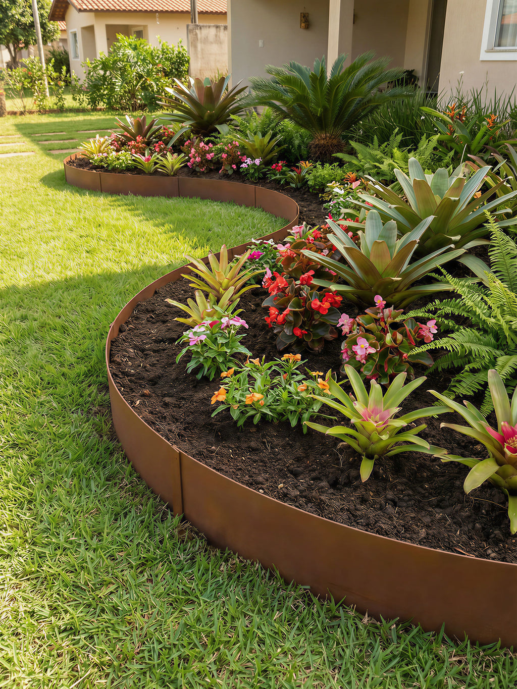 Limitador Metálico Flexível 25cm x 1mt x 1,5mm Ferrugem 6 Pç
