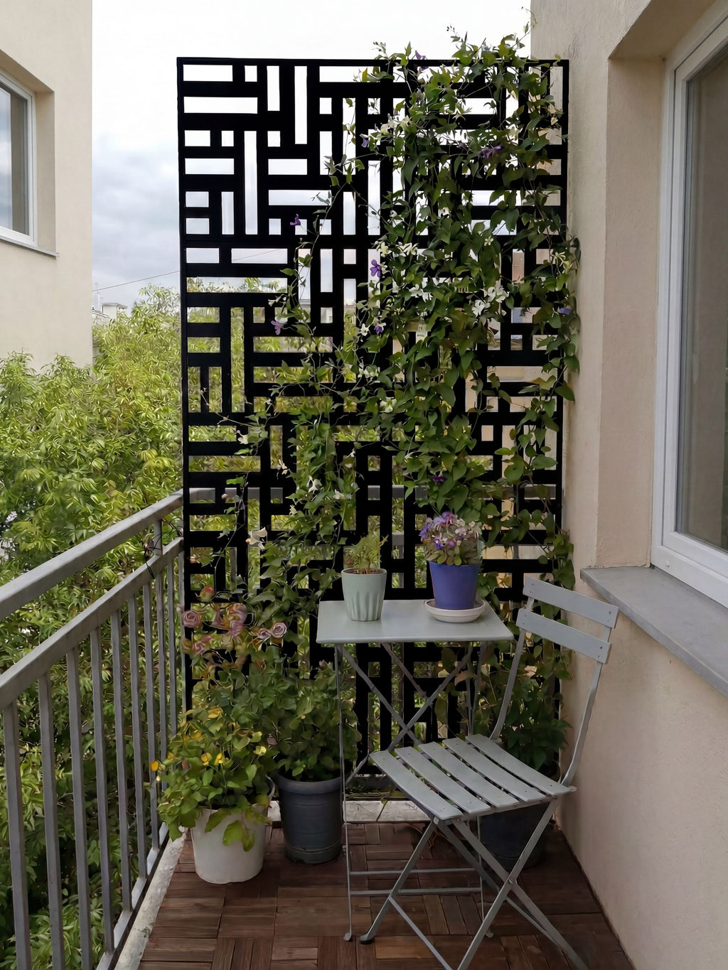 Biombo Reto Mosaico de Metal Interno/Externo 1,8x1,2mt Preto
