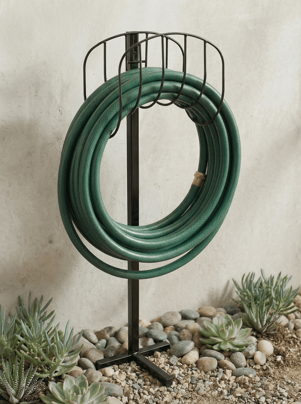 Enrolador de Mangueira em Metal com Suporte 104cm Preto - Montar & Plantar