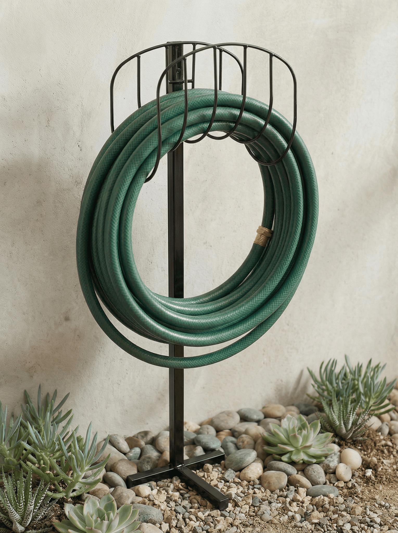 Enrolador de Mangueira em Metal com Suporte 104cm Preto - Montar & Plantar