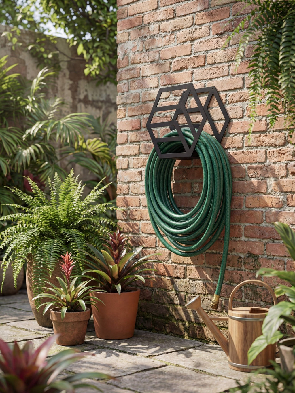 Enrolador de Mangueira em Metal com Suporte 104cm Preto - Montar & Plantar