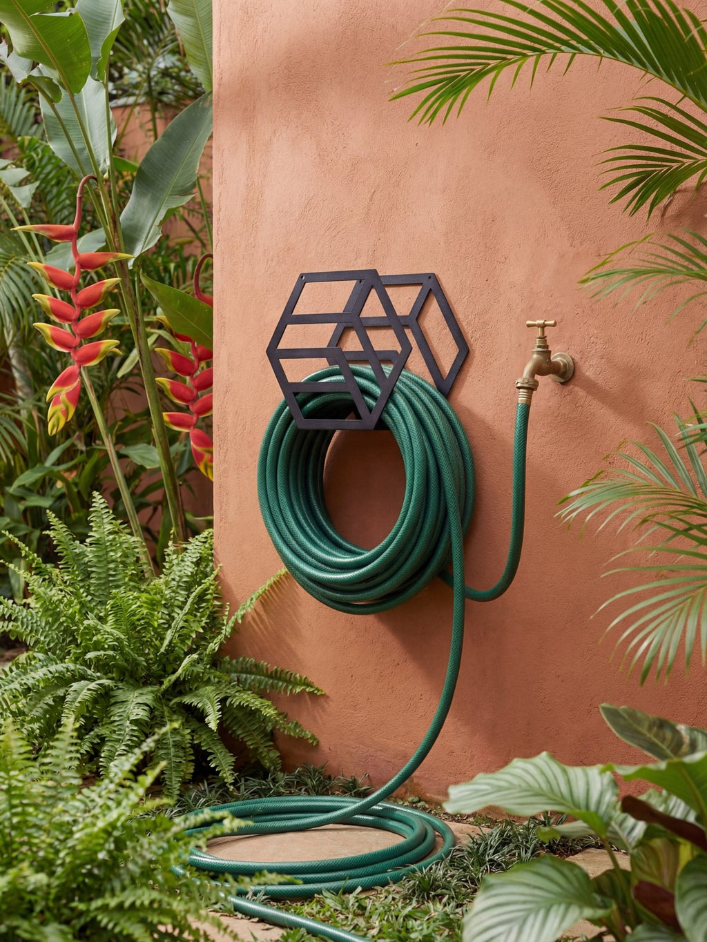 Enrolador de Mangueira em Metal para Parede 25cm Preto - Montar & Plantar