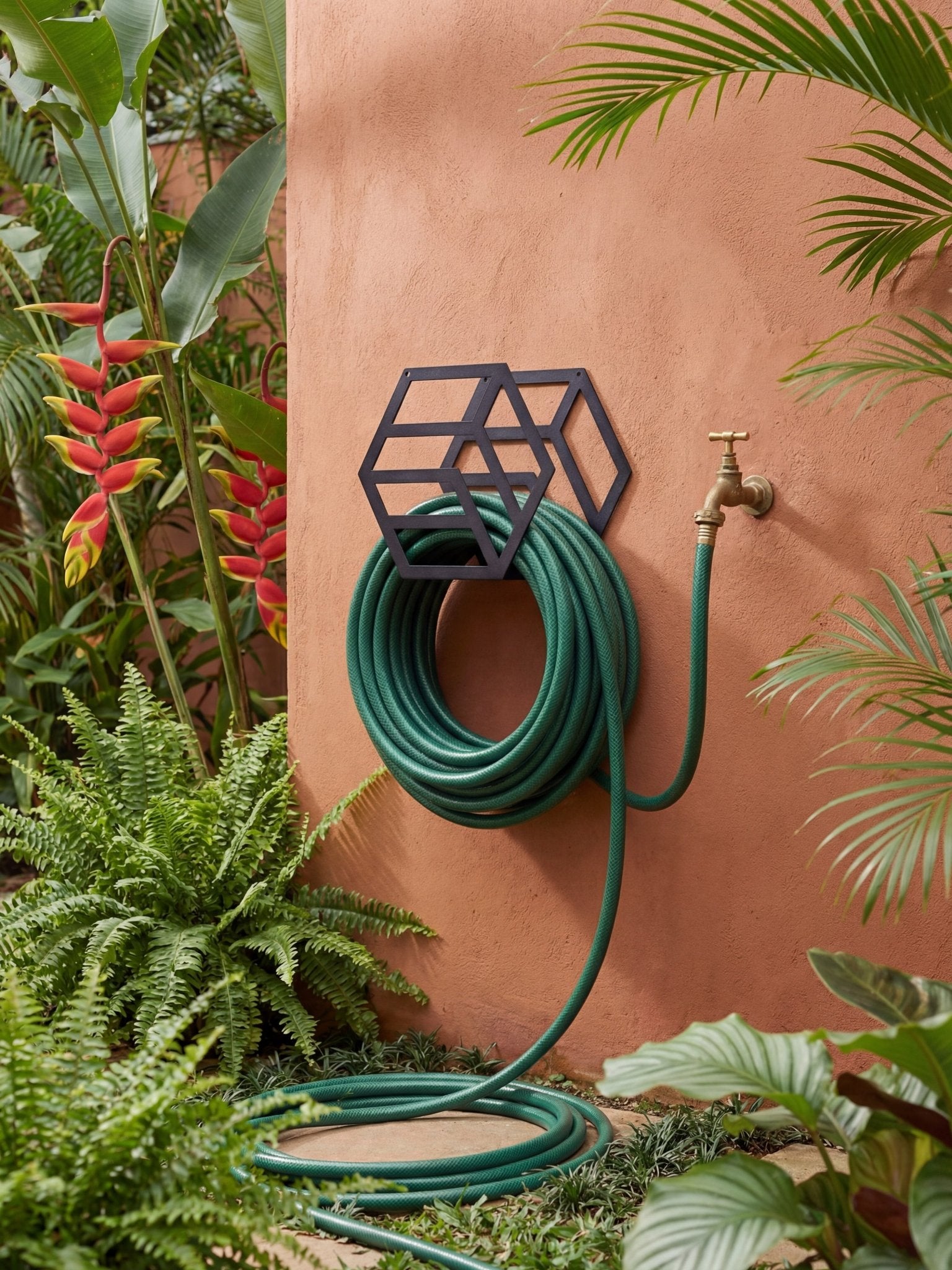 Enrolador de Mangueira em Metal para Parede 25cm Preto - Montar & Plantar