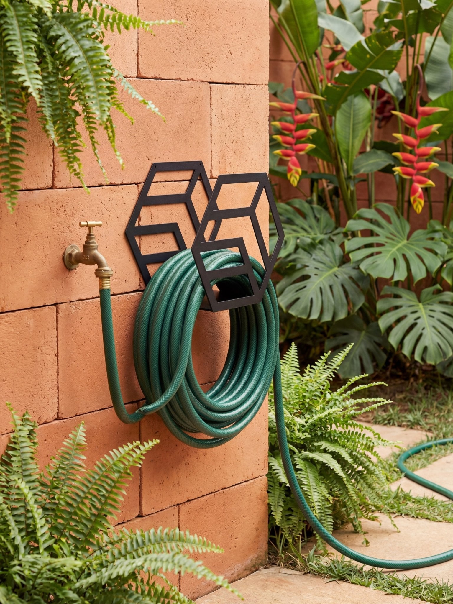 Enrolador de Mangueira em Metal para Parede 25cm Preto - Montar & Plantar