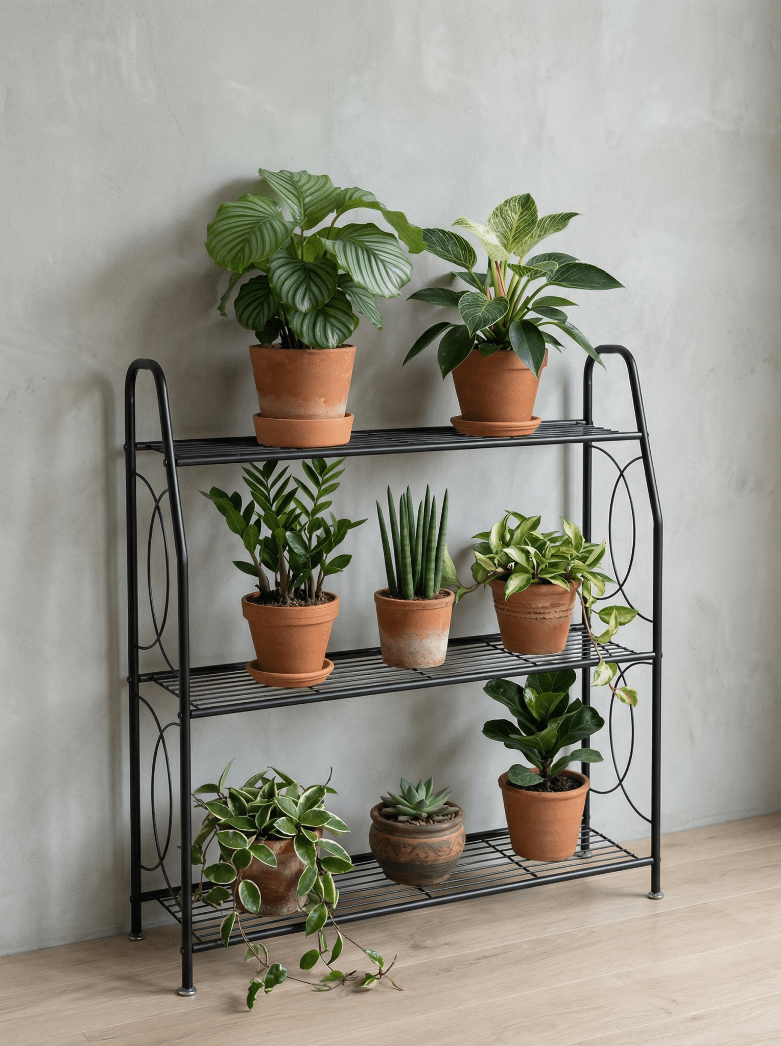 Estante Metálica para Plantas 3 Prateleiras 100x83cm Preta - Montar & Plantar