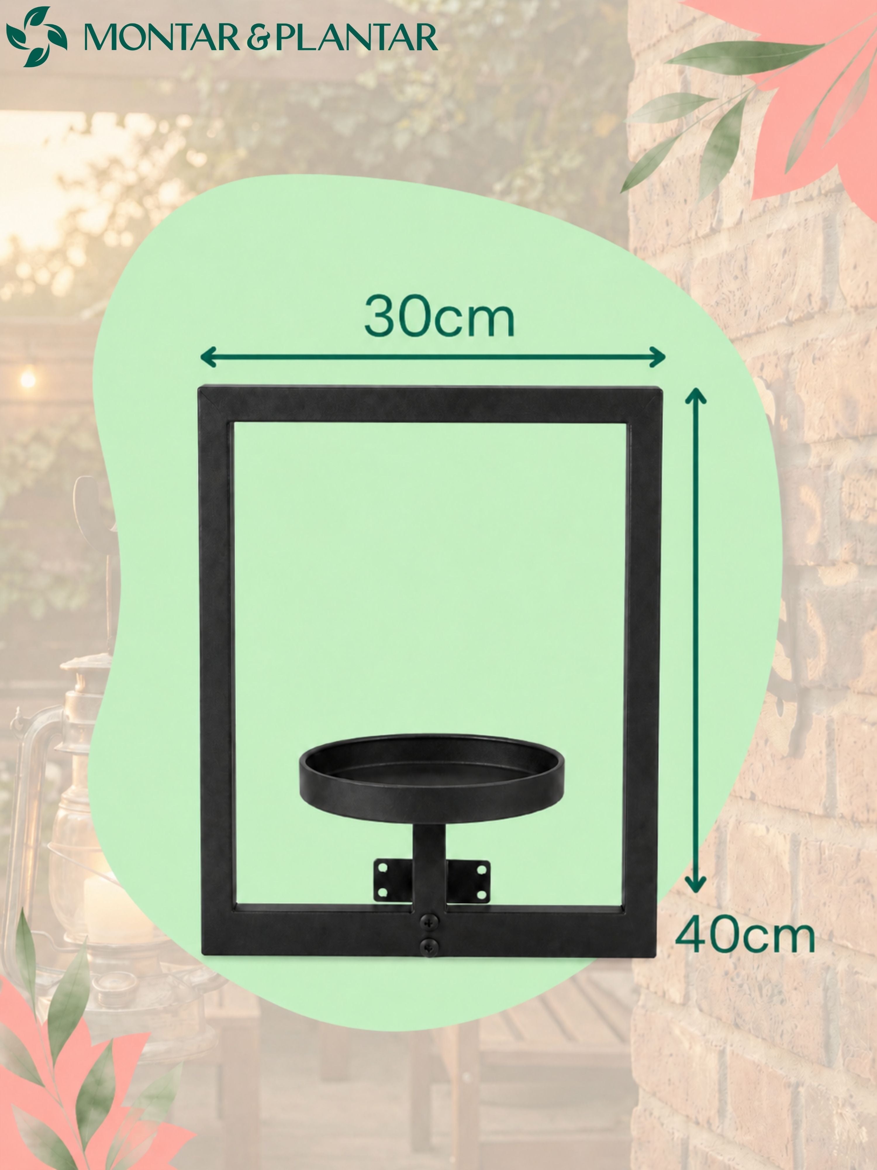 Suporte de Vasos Estilo Moldura para Parede 40x30cm Preto
