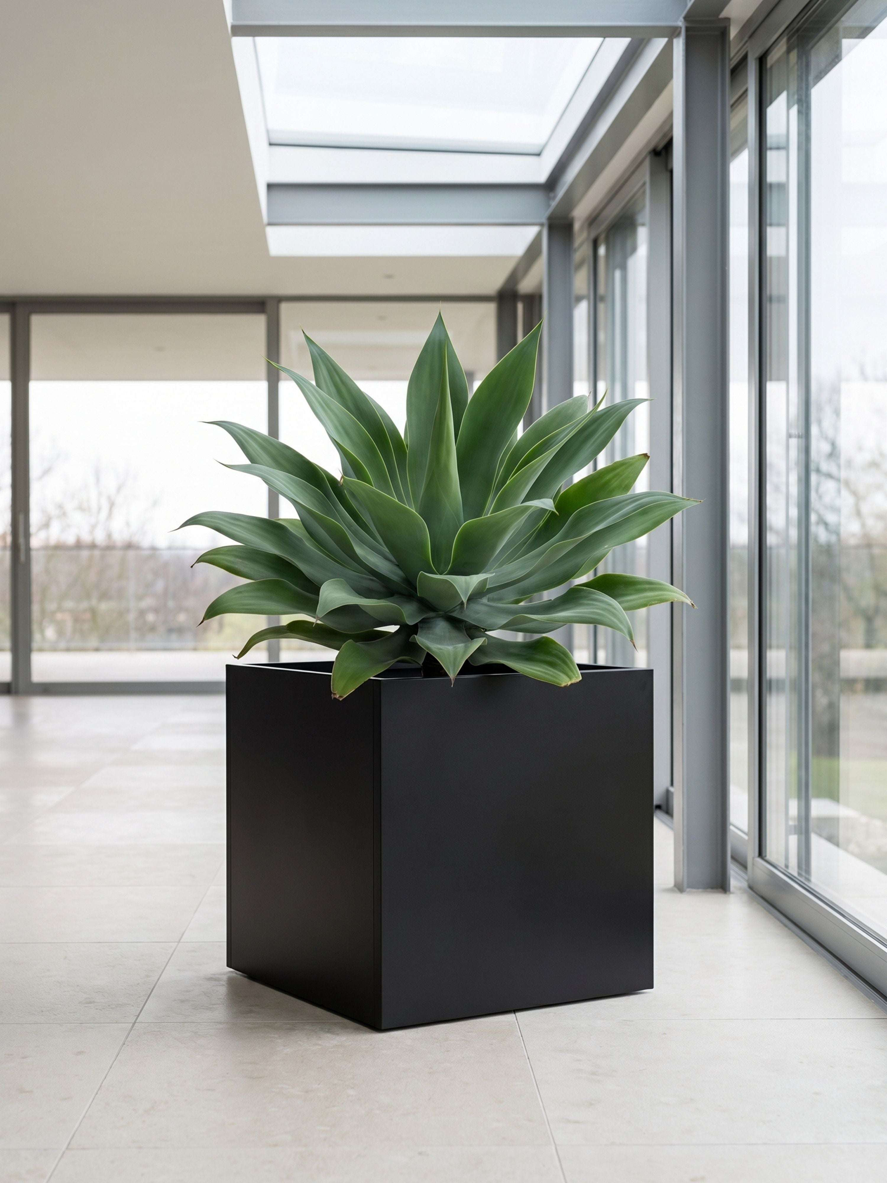 Vaso Metálico Caixa Alta Cubo para Plantas 80cm Preto