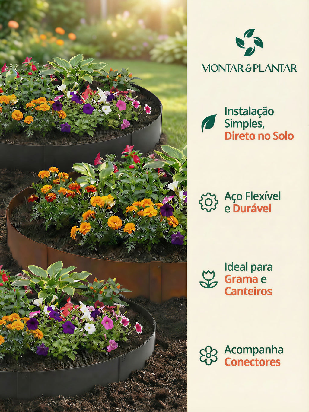 Limitador Alumínio Flexível 10cm x 1,8mt x 1,6mm Preto 8 Pç