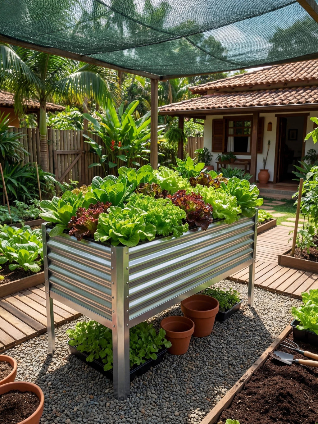 Floreira Metálica com Pés para Jardim 120x45cm - Montar & Plantar