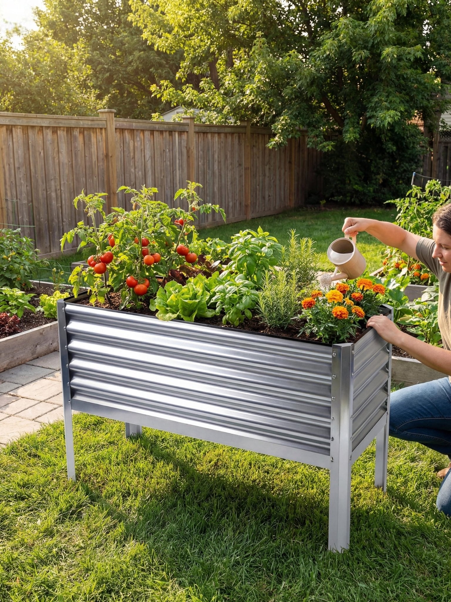 Floreira Metálica com Pés para Jardim 120x45cm - Montar & Plantar