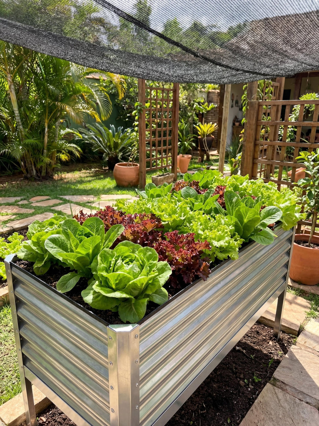 Floreira Metálica com Pés para Jardim 120x45cm - Montar & Plantar