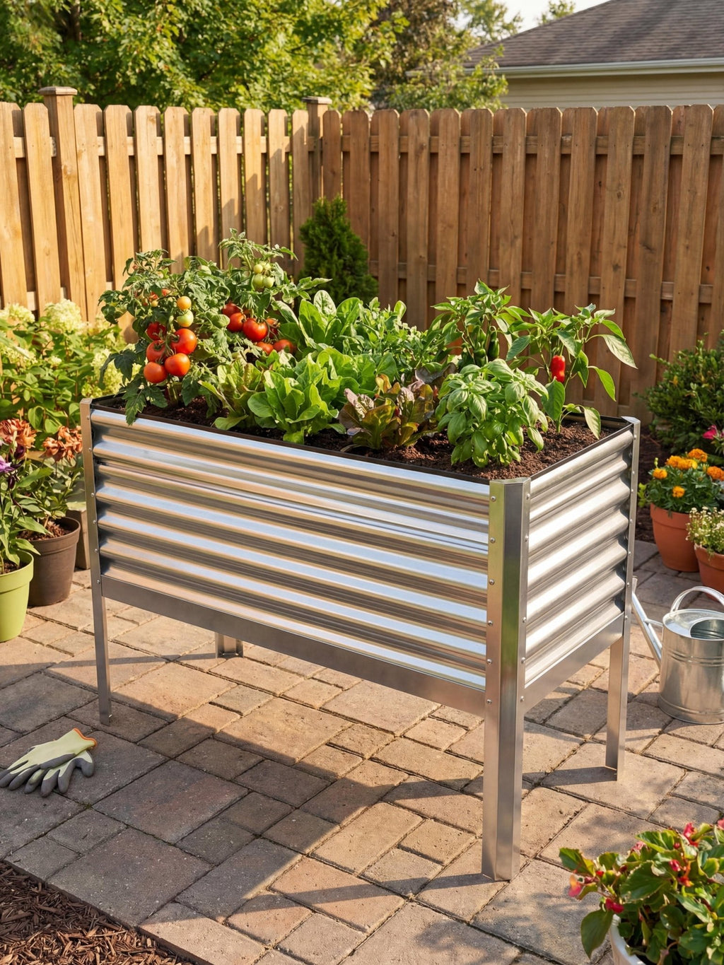 Floreira Metálica com Pés para Jardim 120x45cm - Montar & Plantar