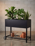 Floreira Metálica com Rodinhas 95x40x80cm Preta - Montar & Plantar