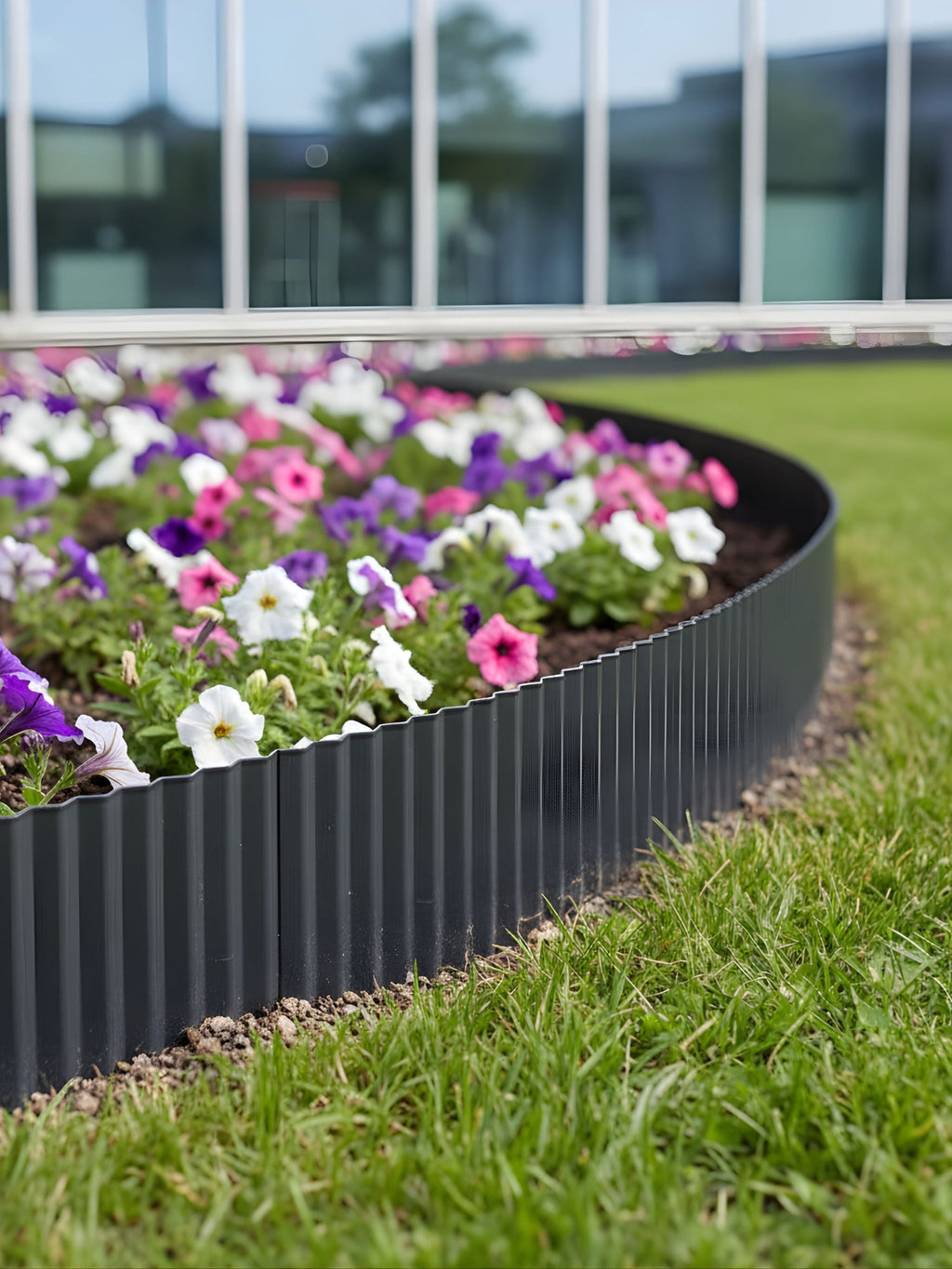 Limitador Metálico Ondulado para Jardim 15cm x 12mt Preto - Montar & Plantar