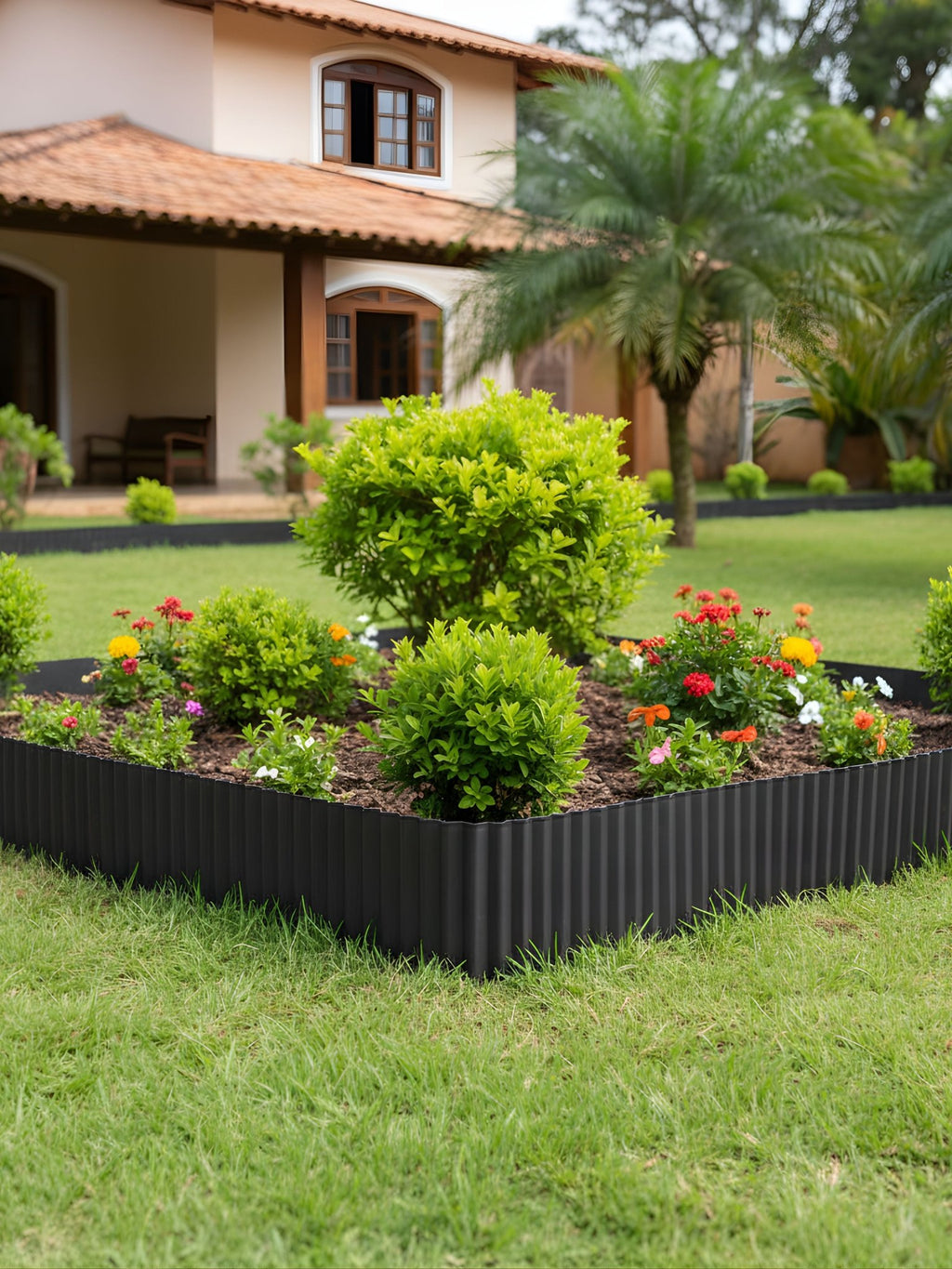 Limitador Metálico Ondulado para Jardim 15cm x 12mt Preto - Montar & Plantar