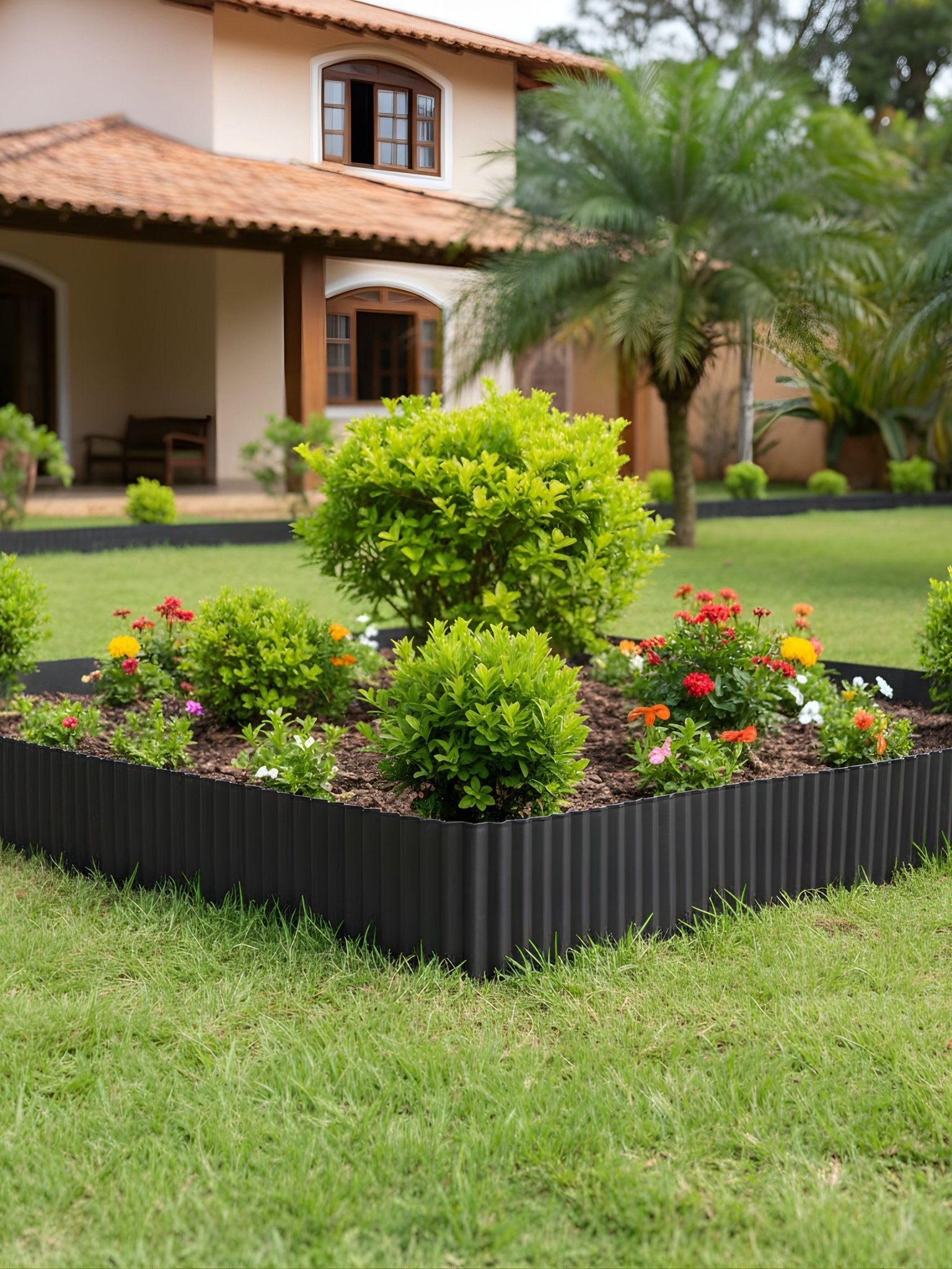 Limitador Metálico Ondulado para Jardim 15cm x 12mt Preto - Montar & Plantar