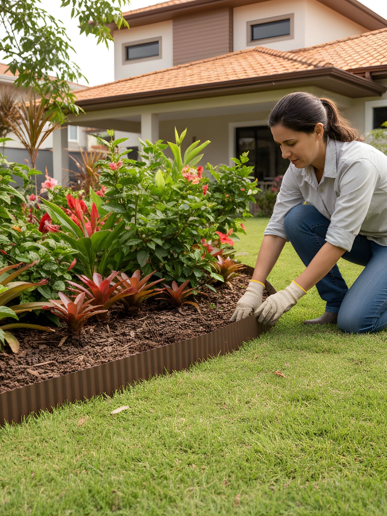 Limitador Metálico Ondulado para Jardim 15cm x 12mt Preto - Montar & Plantar