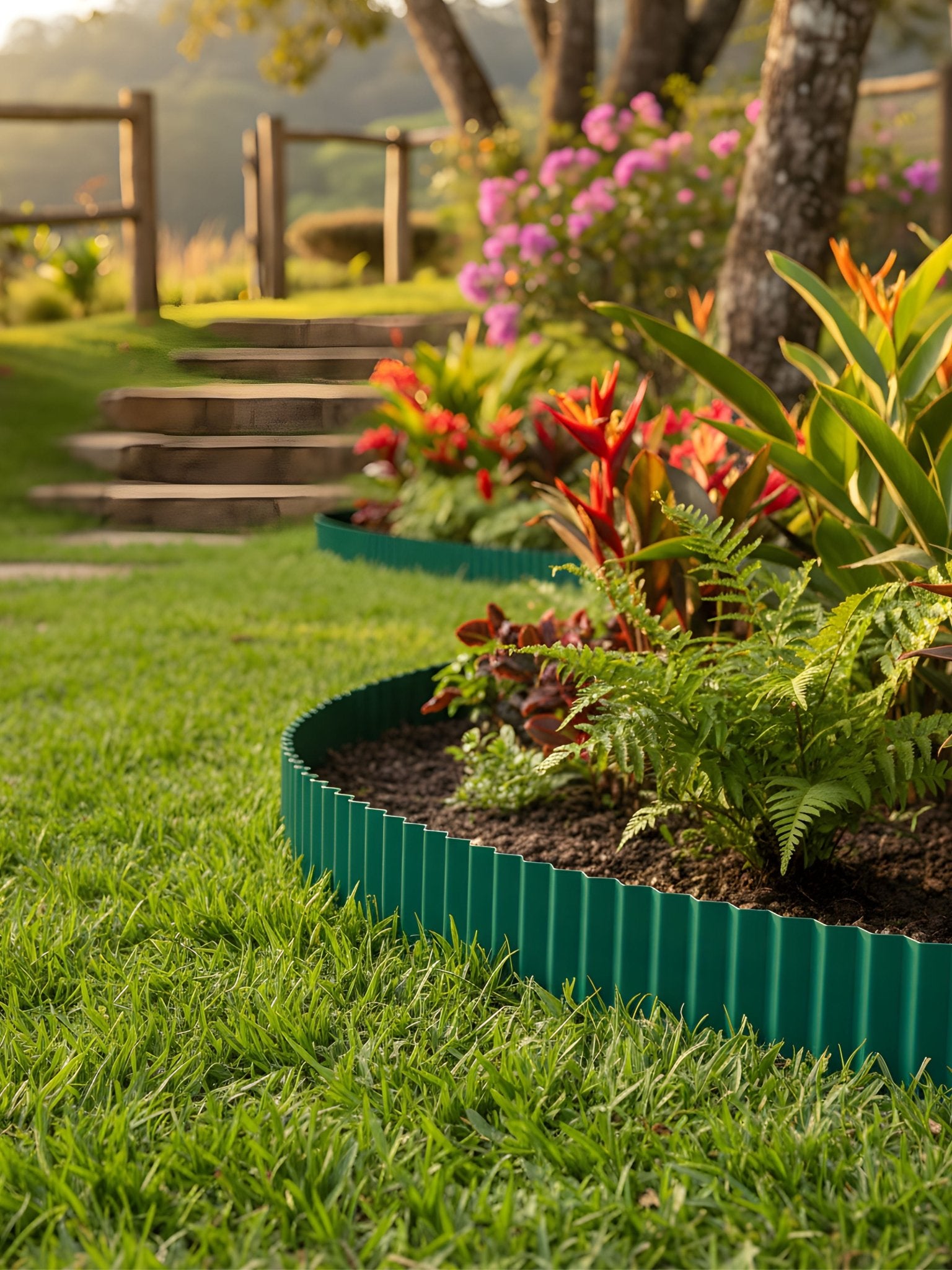 Limitador Metálico Ondulado para Jardim 15cm x 12mt Verde - Montar & Plantar