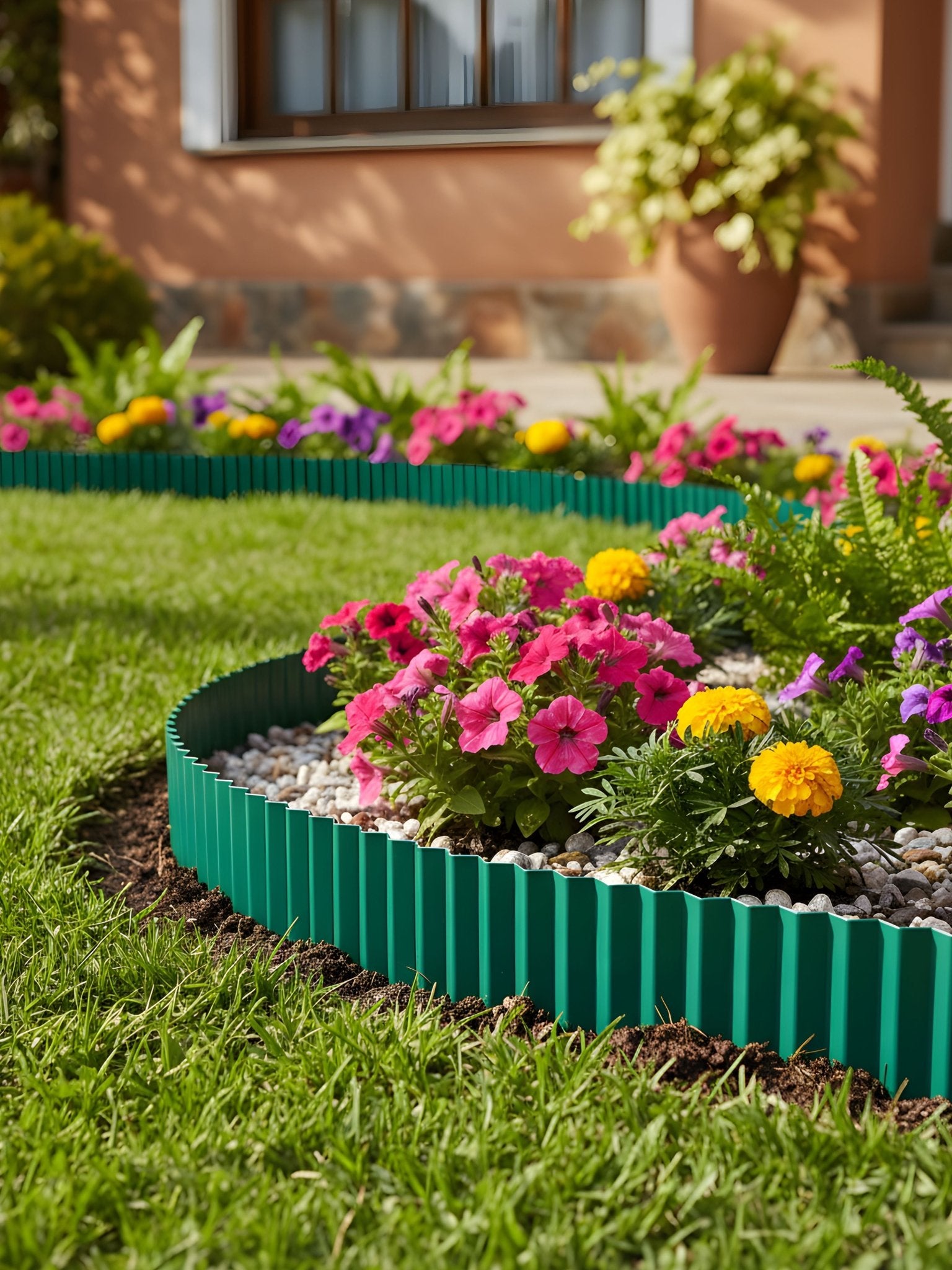 Limitador Metálico Ondulado para Jardim 20cm x 12mt Verde - Montar & Plantar