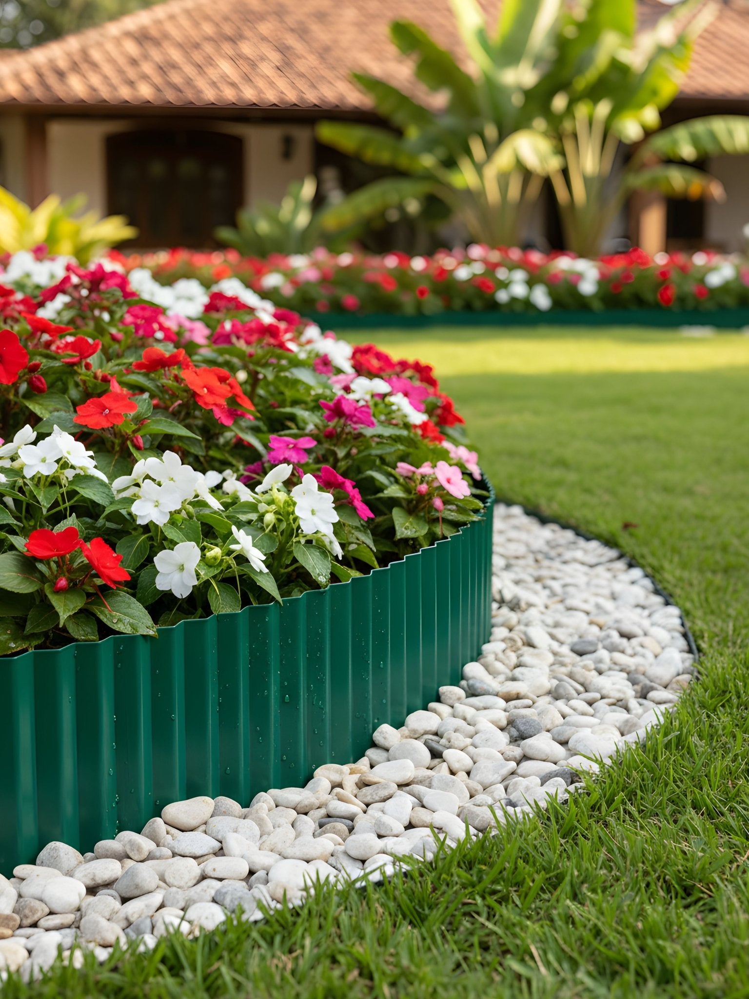 Limitador Metálico Ondulado para Jardim 20cm x 12mt Verde - Montar & Plantar