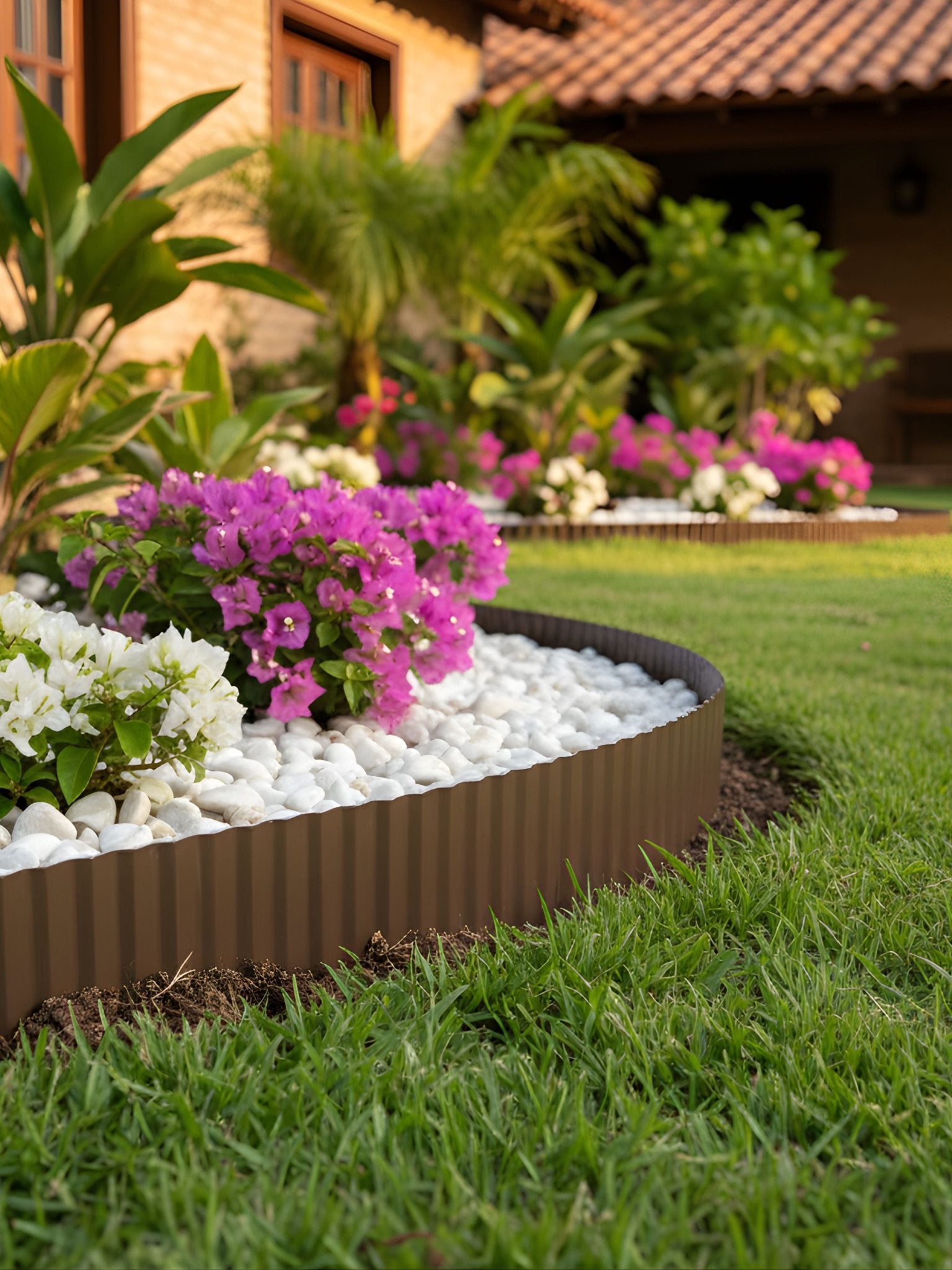 Limitador Metálico Ondulado para Jardim 20cm x 6,1mt Marrom - Montar & Plantar