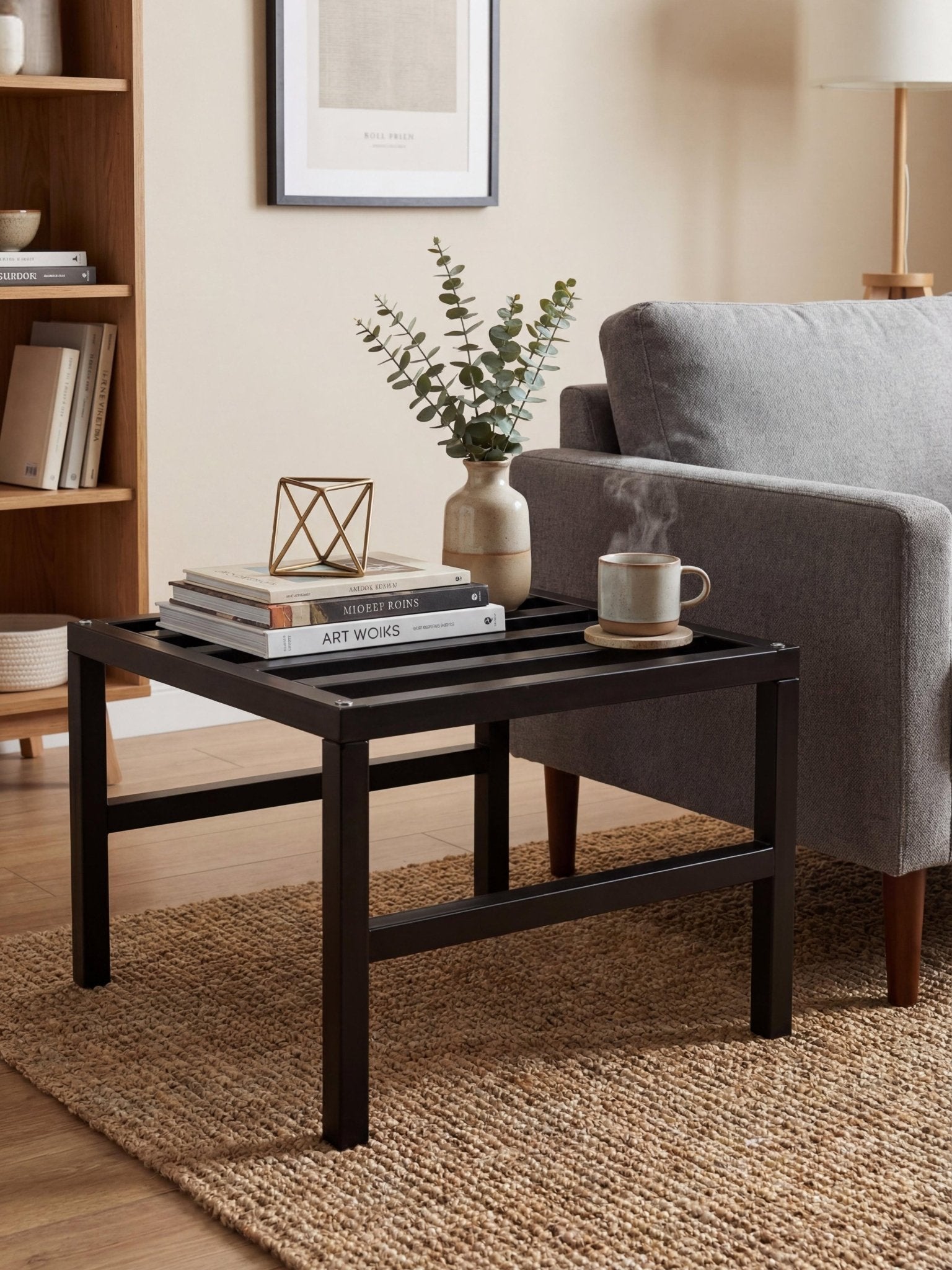 Mesinha de Centro Decorativa Metálica Baixa 45cm Preta - Montar & Plantar