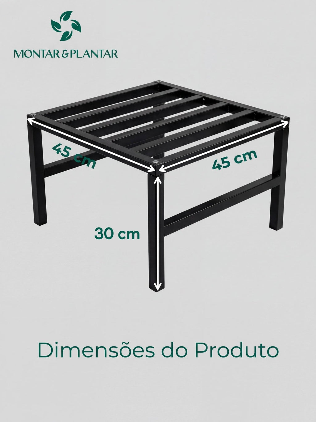 Mesinha de Centro Decorativa Metálica Baixa 45cm Preta - Montar & Plantar