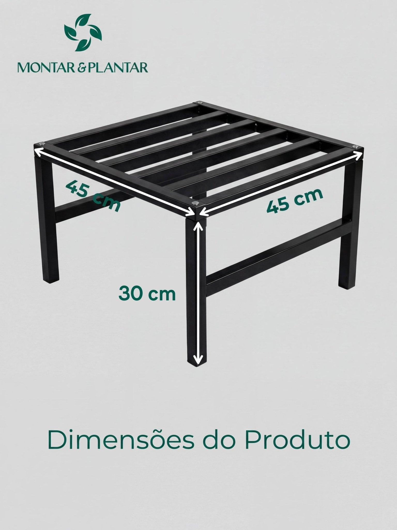 Mesinha de Centro Decorativa Metálica Baixa 45cm Preta - Montar & Plantar