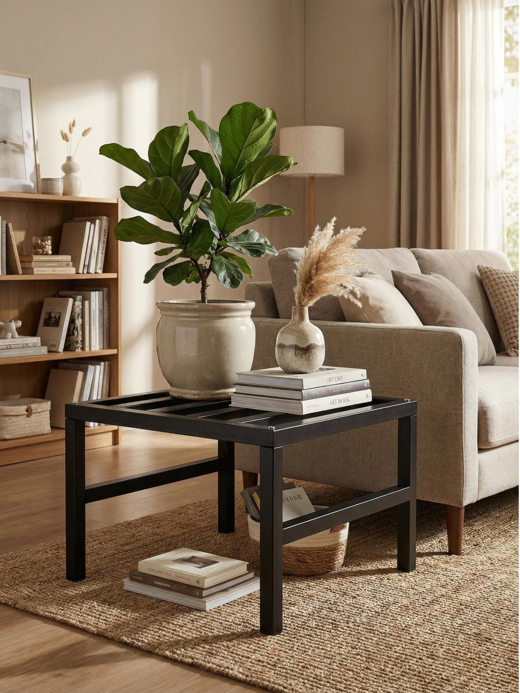 Mesinha de Centro Decorativa Metálica Baixa 45cm Preta - Montar & Plantar