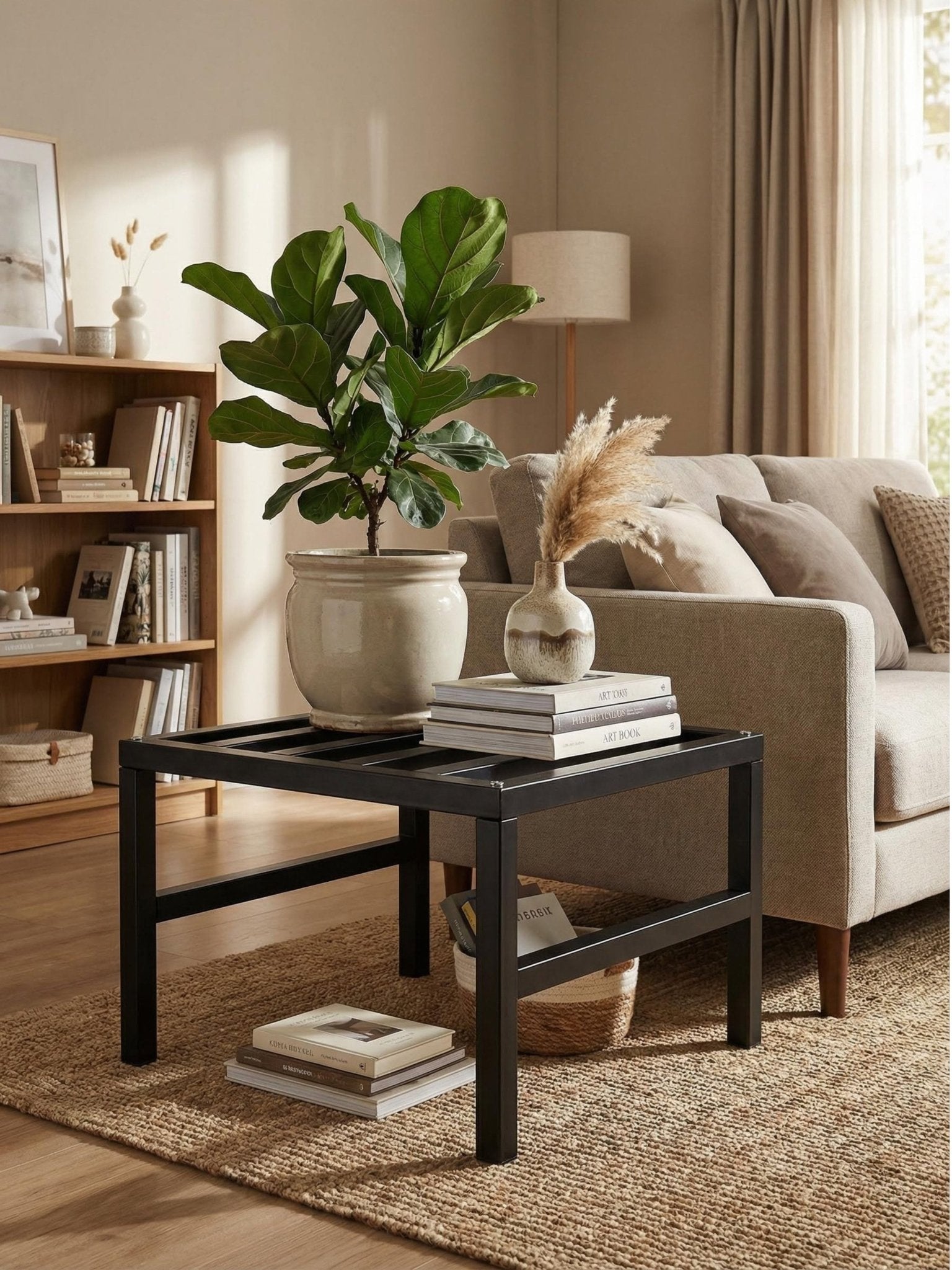 Mesinha de Centro Decorativa Metálica Baixa 45cm Preta - Montar & Plantar