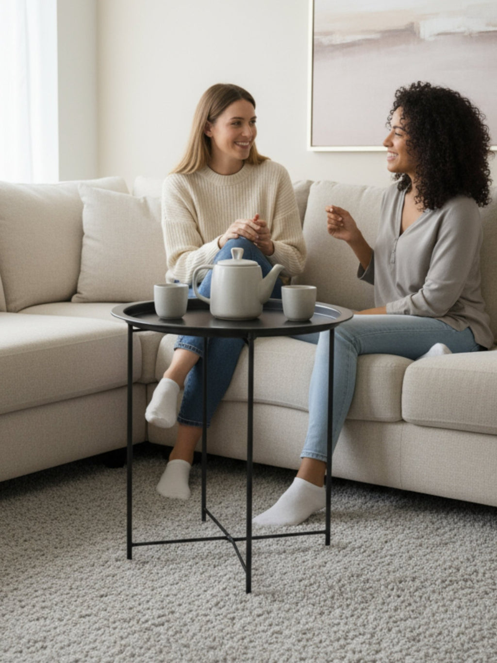 Mesinha Decorativa em Metal com Bandeja 47cm Preto - Montar & Plantar