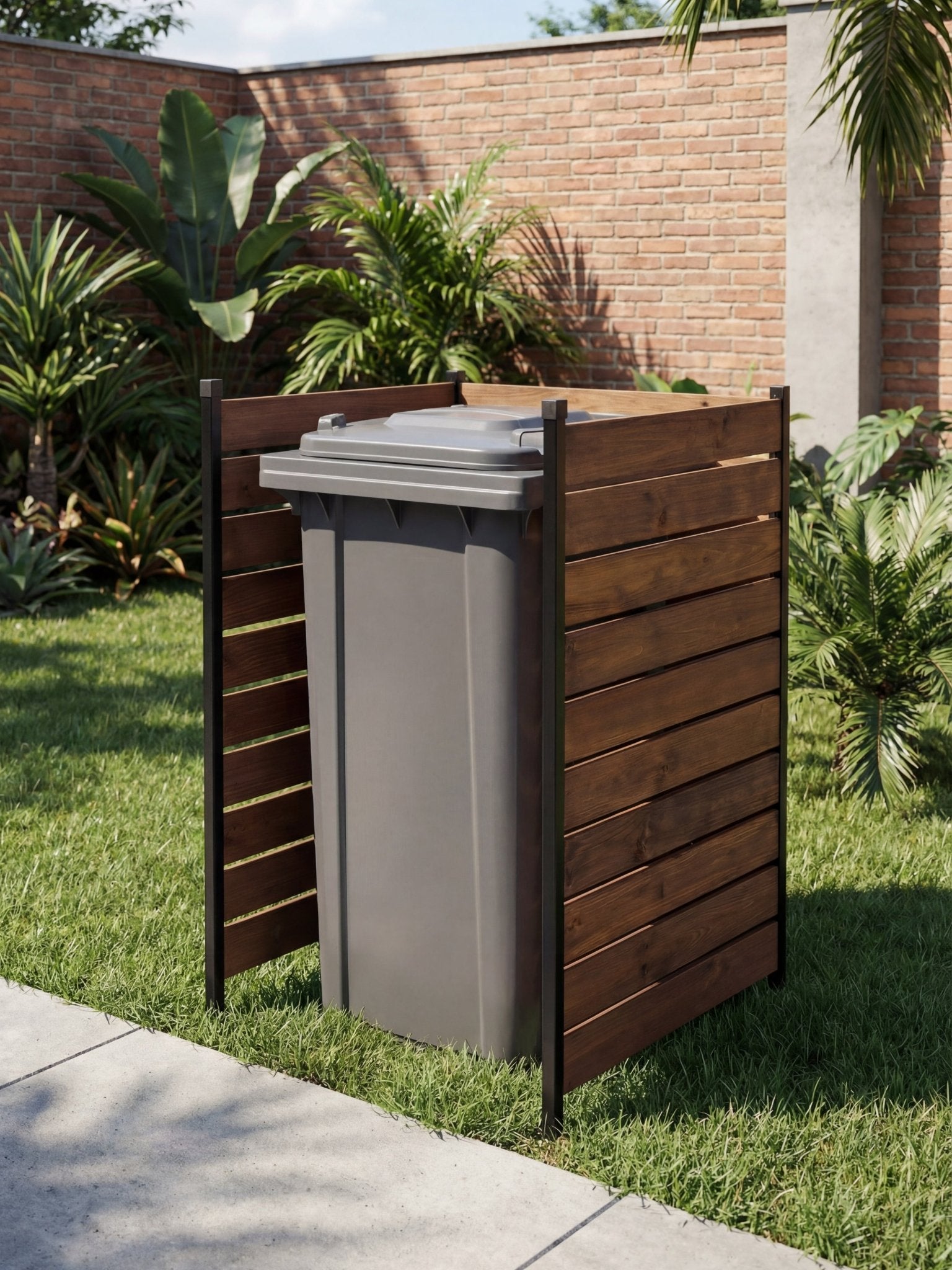 Painel de Privacidade Ripado para Lixeira 90x75cm 3 Peças - Montar & Plantar