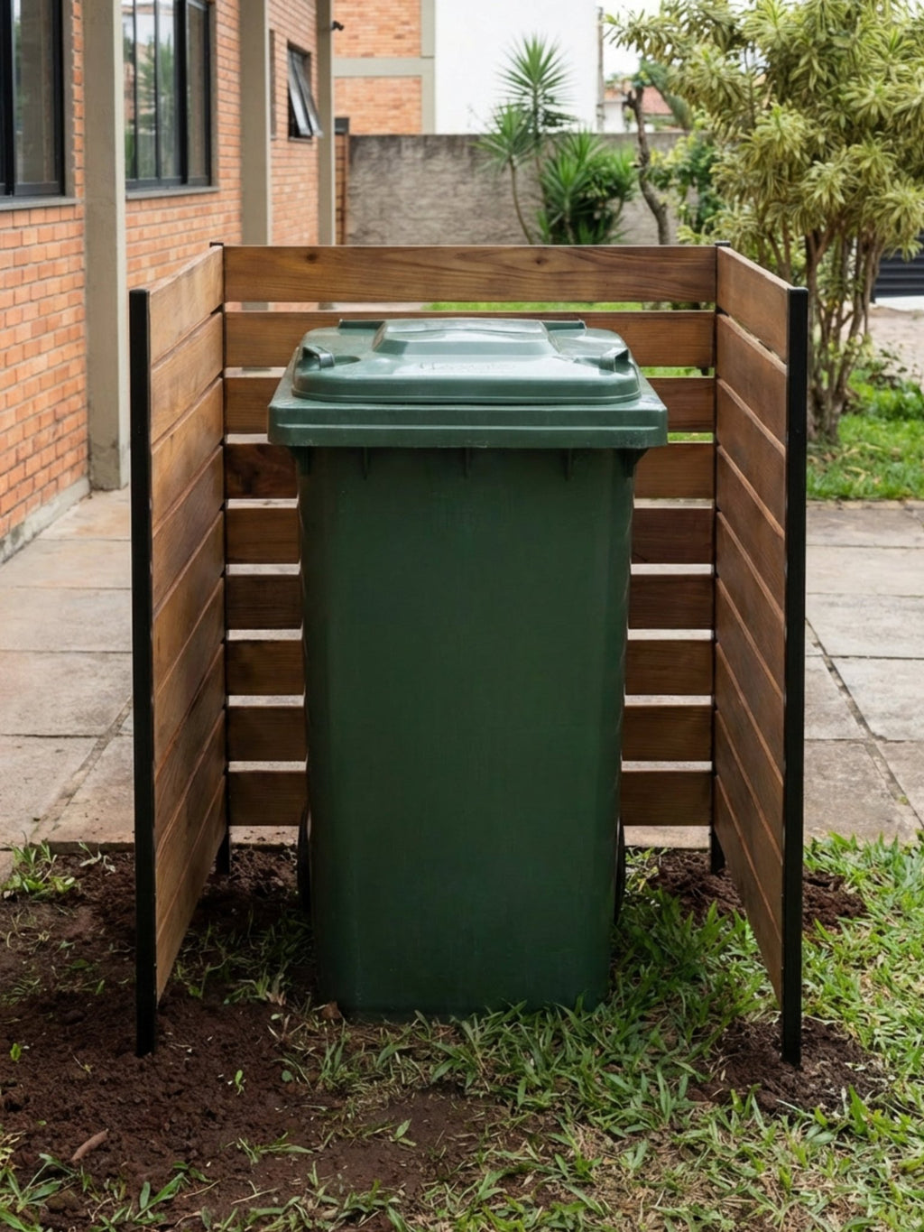 Painel de Privacidade Ripado para Lixeira 90x75cm 3 Peças - Montar & Plantar