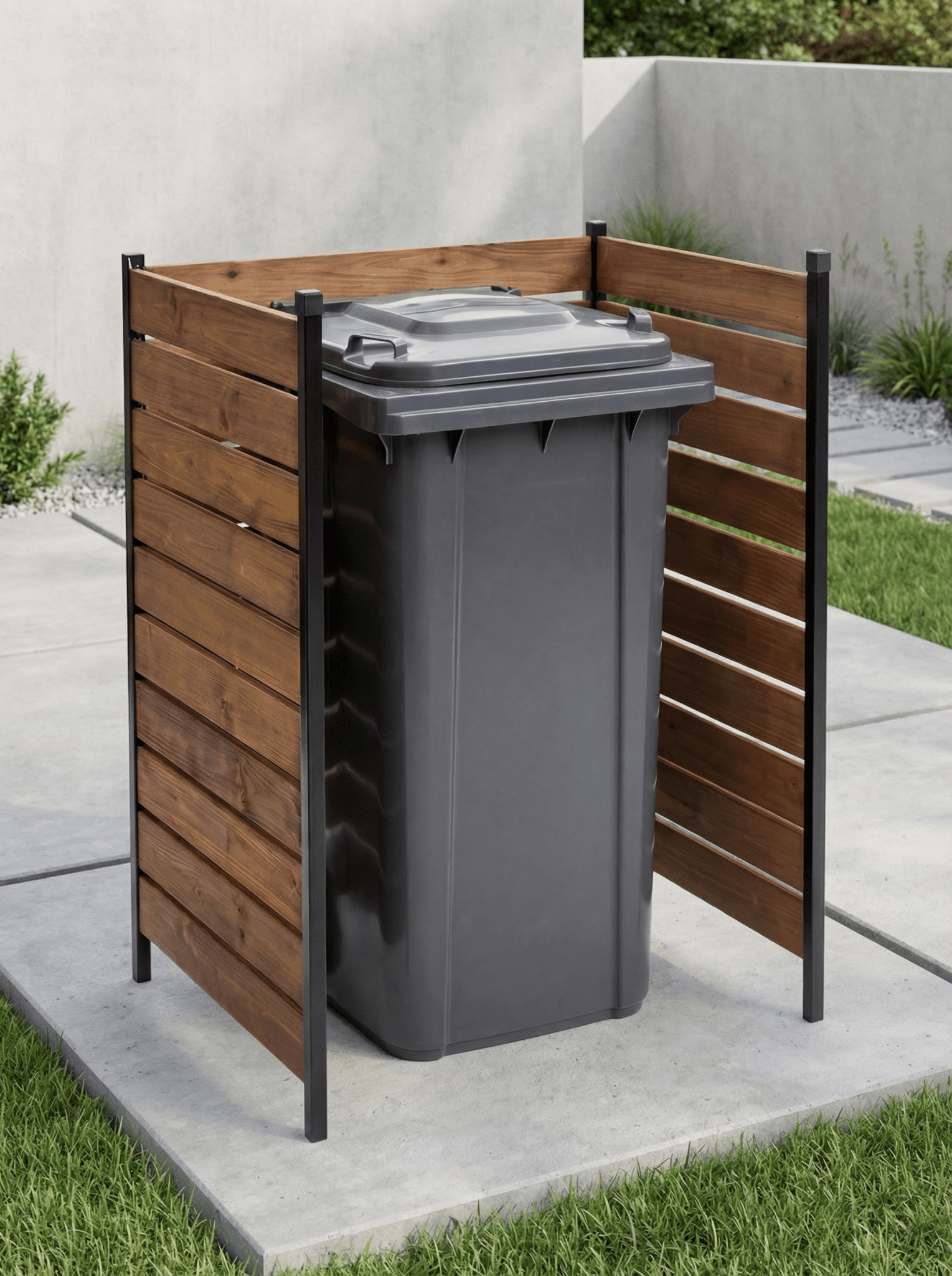 Painel de Privacidade Ripado para Lixeira 90x75cm 3 Peças - Montar & Plantar