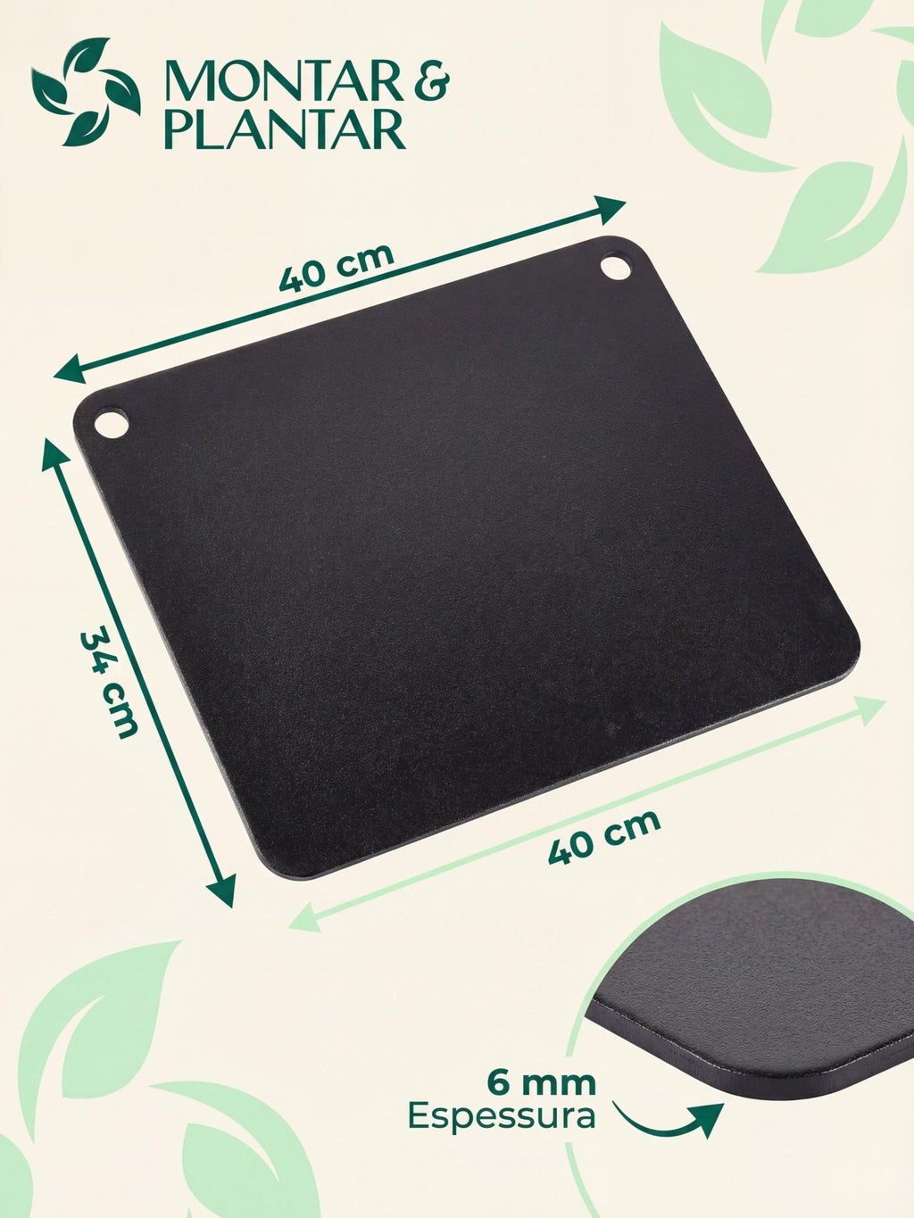 Pedra para Assar Pizza em Aço Carbono 40x34cm 6mm Cinza - Montar & Plantar