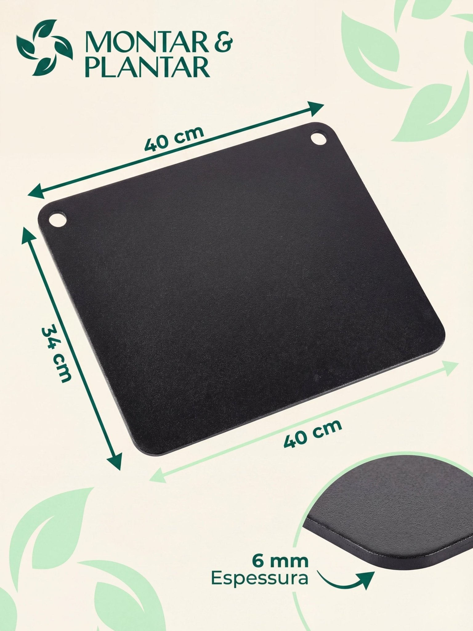 Pedra para Assar Pizza em Aço Carbono 40x34cm 6mm Cinza - Montar & Plantar