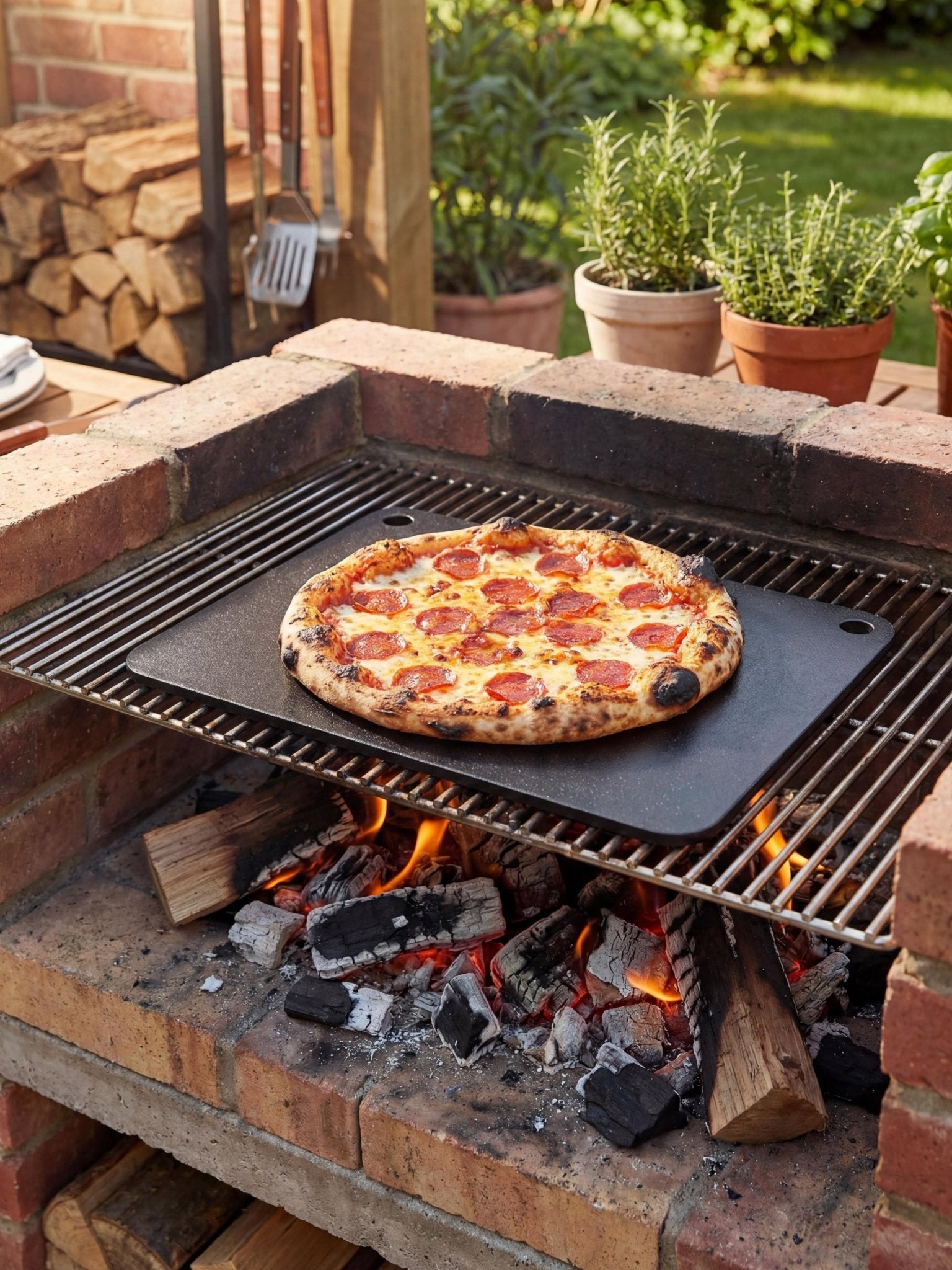 Pedra para Assar Pizza em Aço Carbono 40x34cm 6mm Cinza - Montar & Plantar