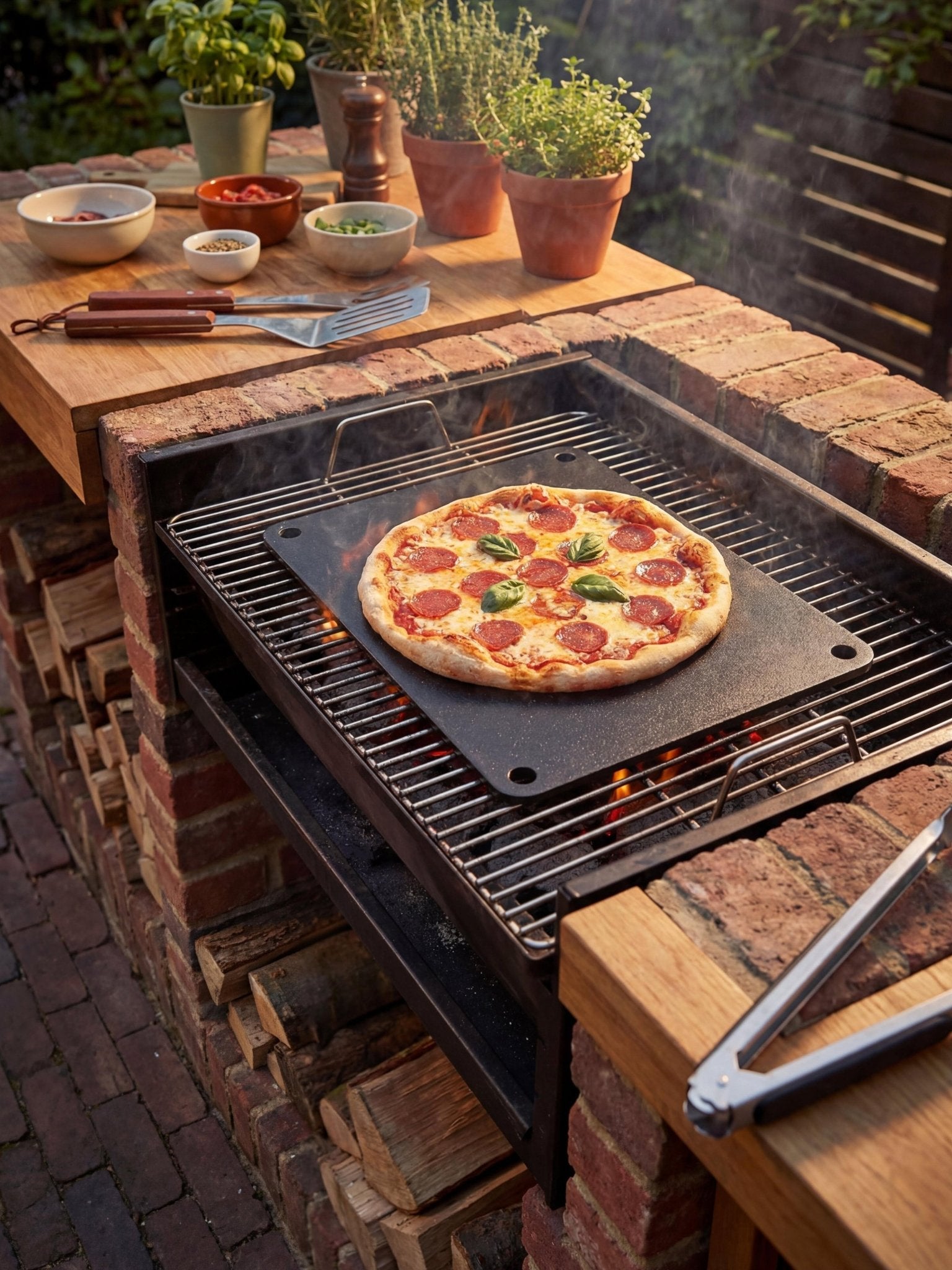 Pedra para Assar Pizza em Aço Carbono 40x34cm 6mm Cinza - Montar & Plantar