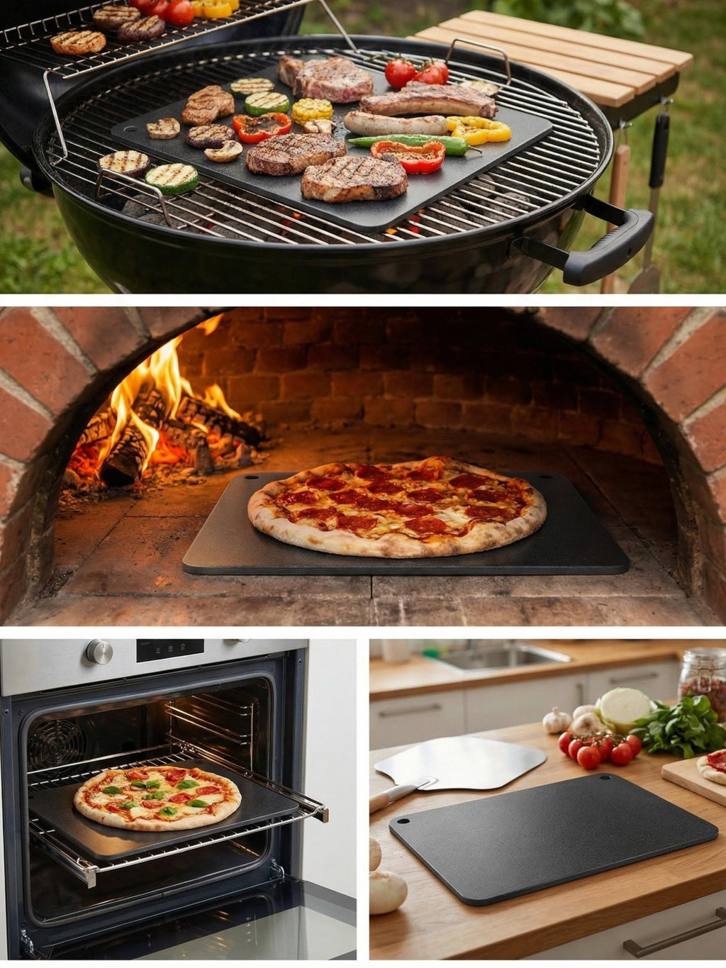 Pedra para Assar Pizza em Aço Carbono 40x34cm 6mm Cinza - Montar & Plantar