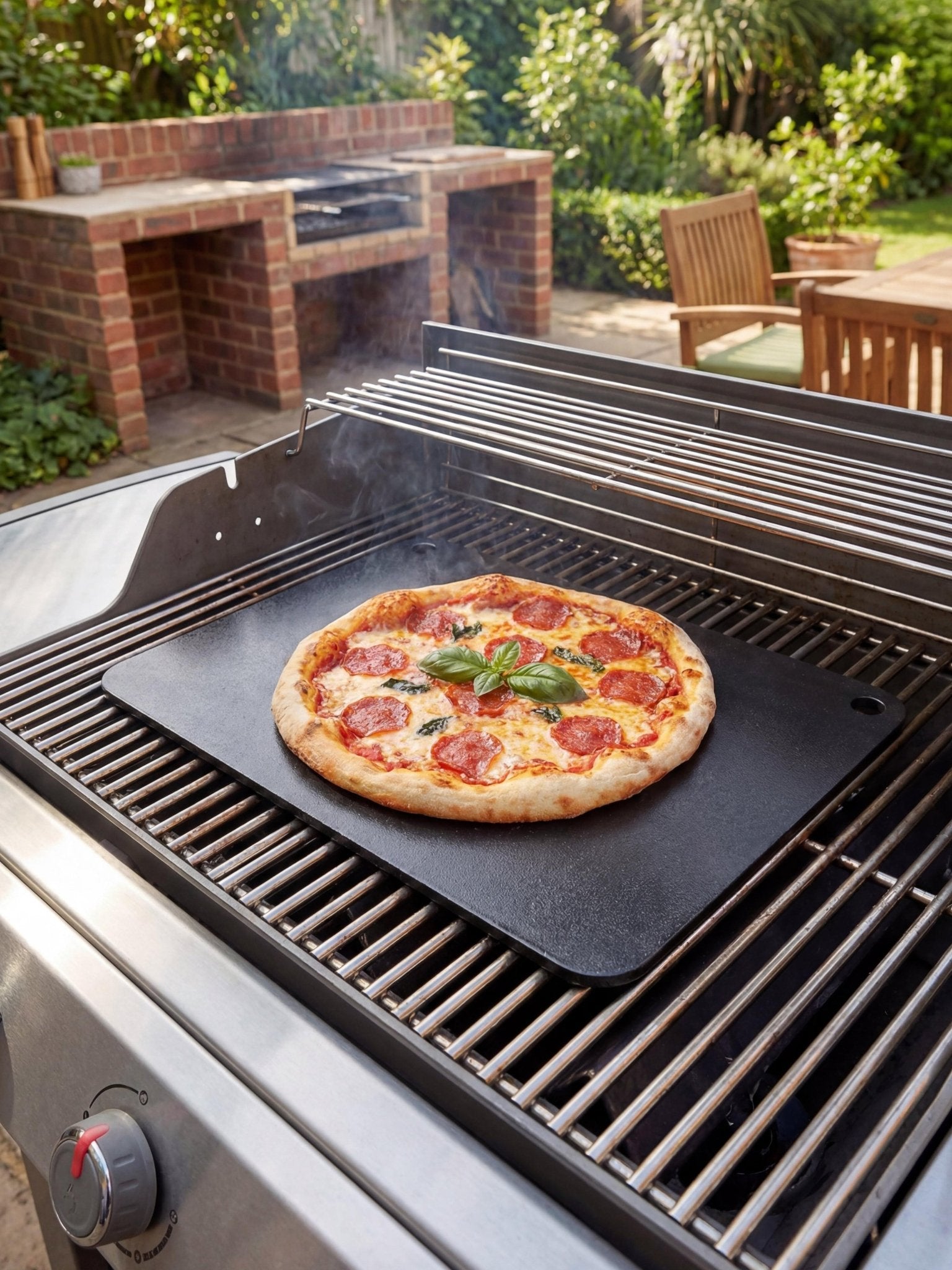 Pedra para Assar Pizza em Aço Carbono 40x34cm 6mm Cinza - Montar & Plantar