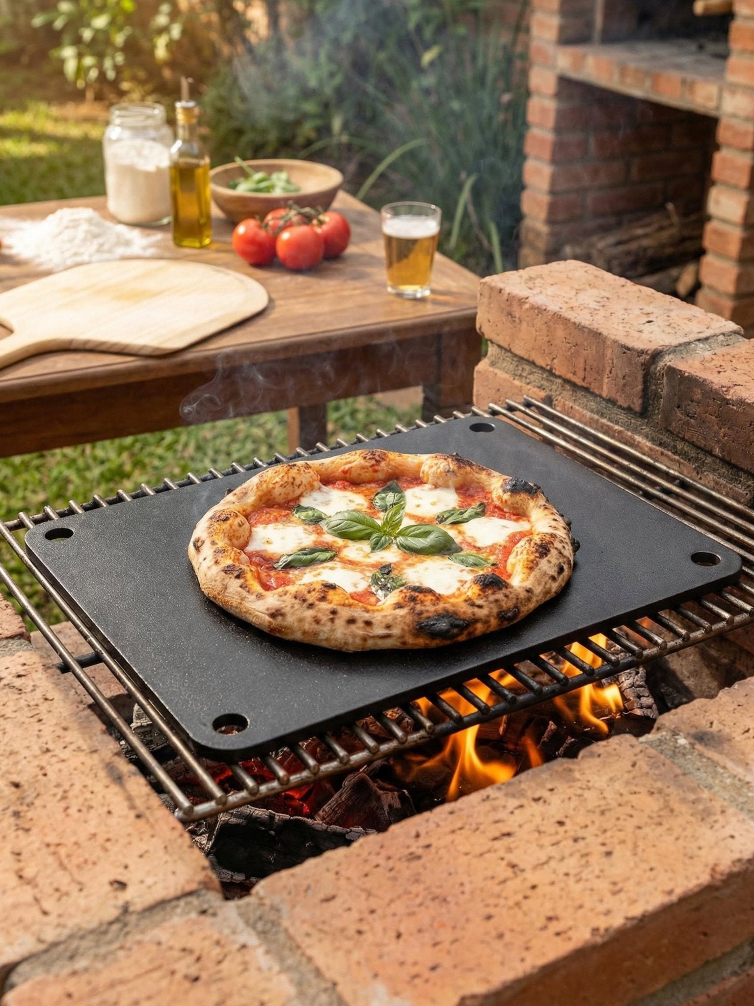 Pedra para Assar Pizza em Aço Carbono 40x34cm 6mm Cinza - Montar & Plantar