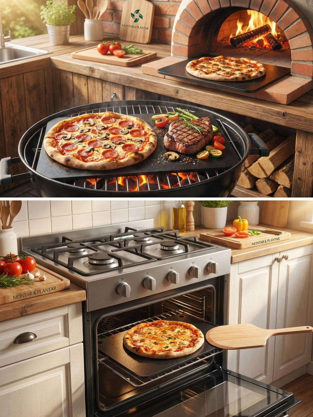 Pedra para Assar Pizza em Aço Carbono 40x34cm 6mm Cinza - Montar & Plantar